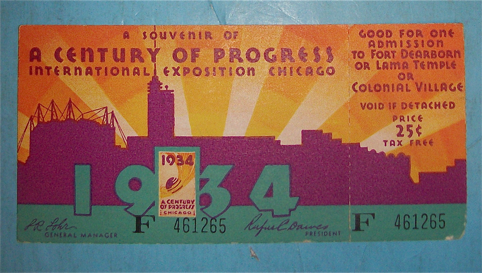 Century Of Progress Admission Ticket (1934)