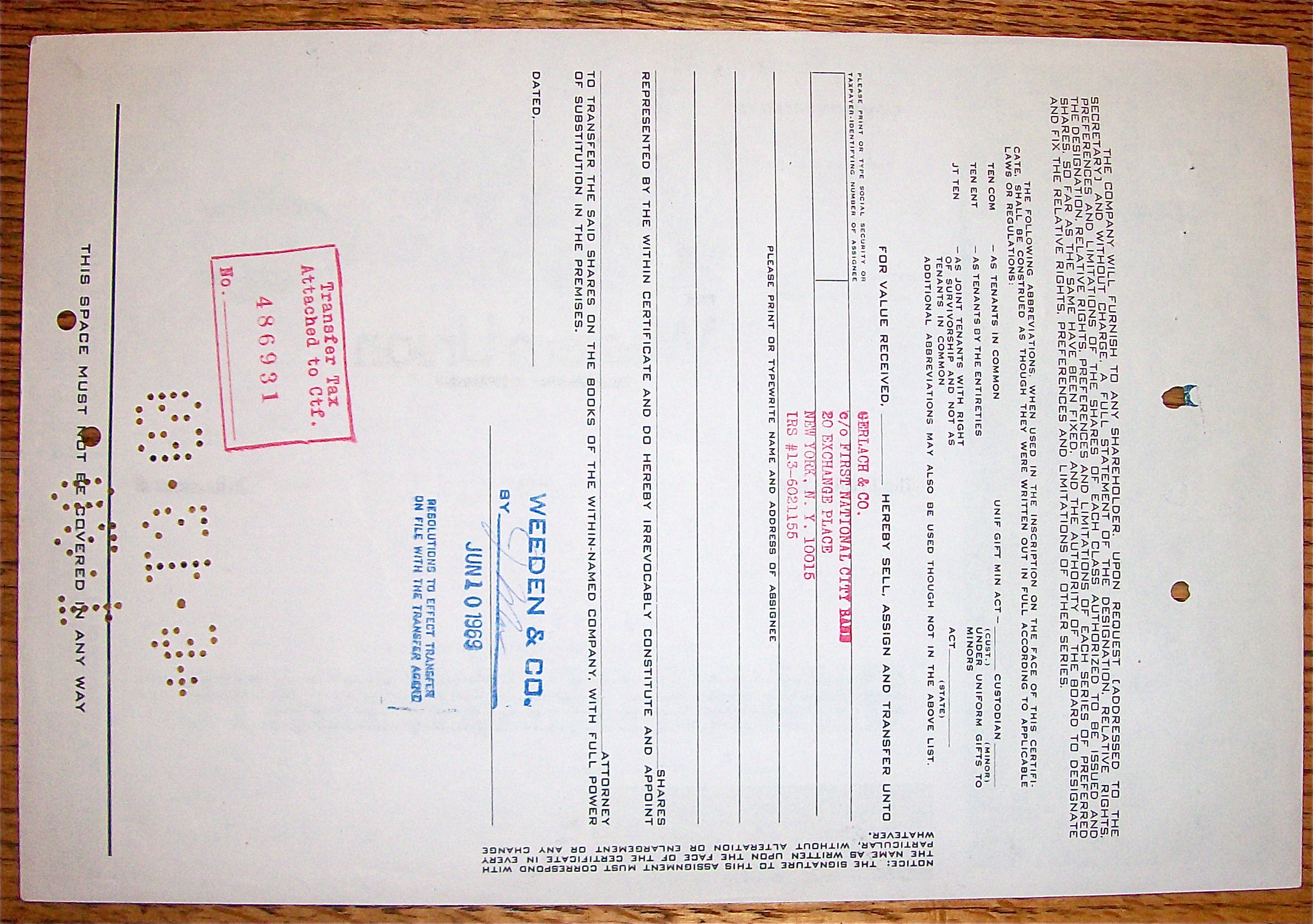 1969 Western Union Telegraph Company Stock Certificate
