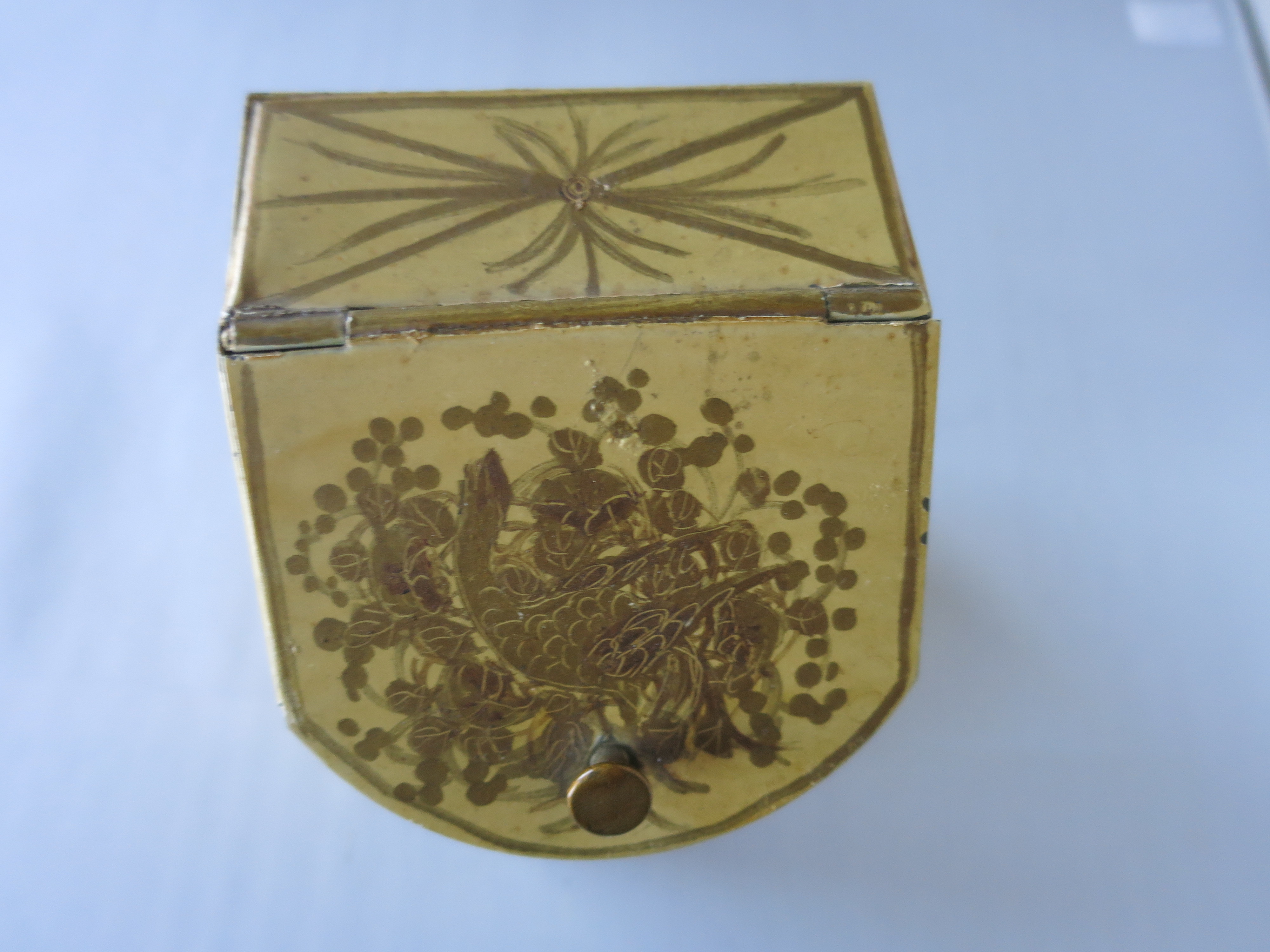 Tin Toleware Tea Caddy Spice Tin Floral Victorian Civil War era