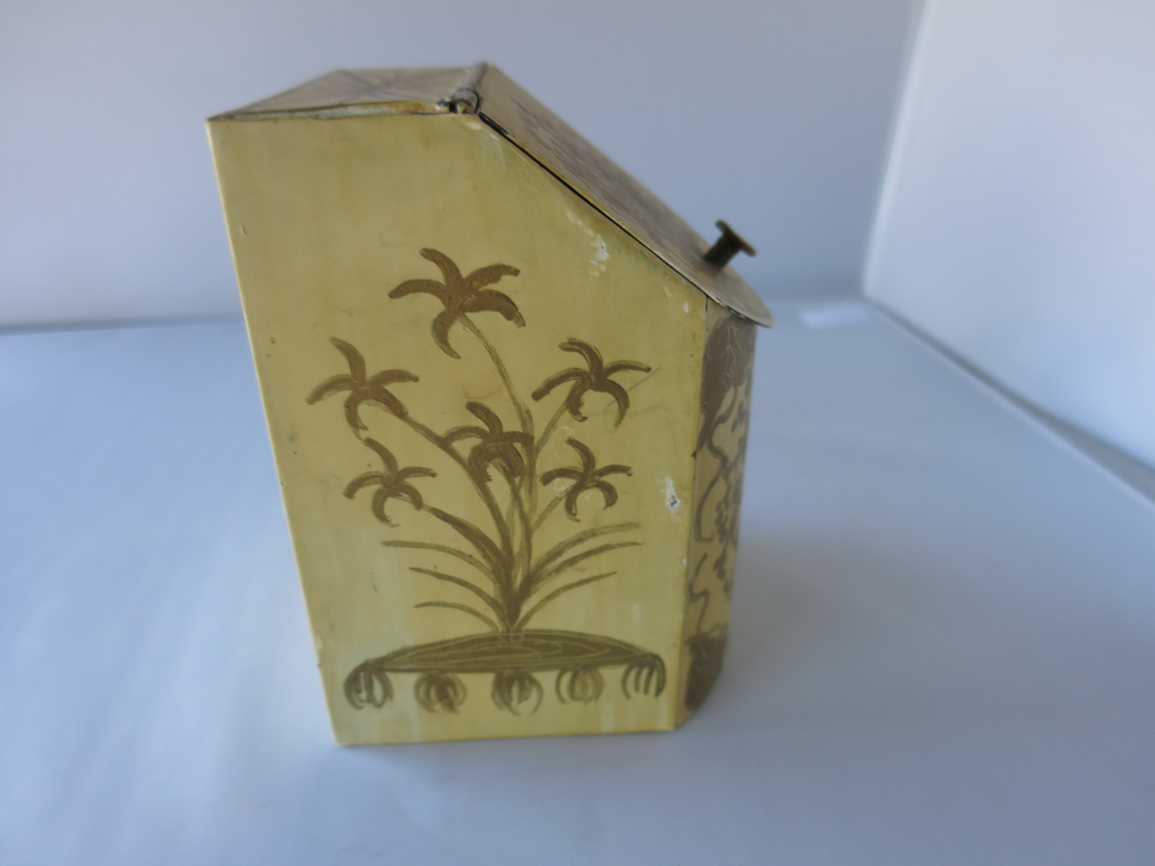 Tin Toleware Tea Caddy Spice Tin Floral Victorian Civil War era