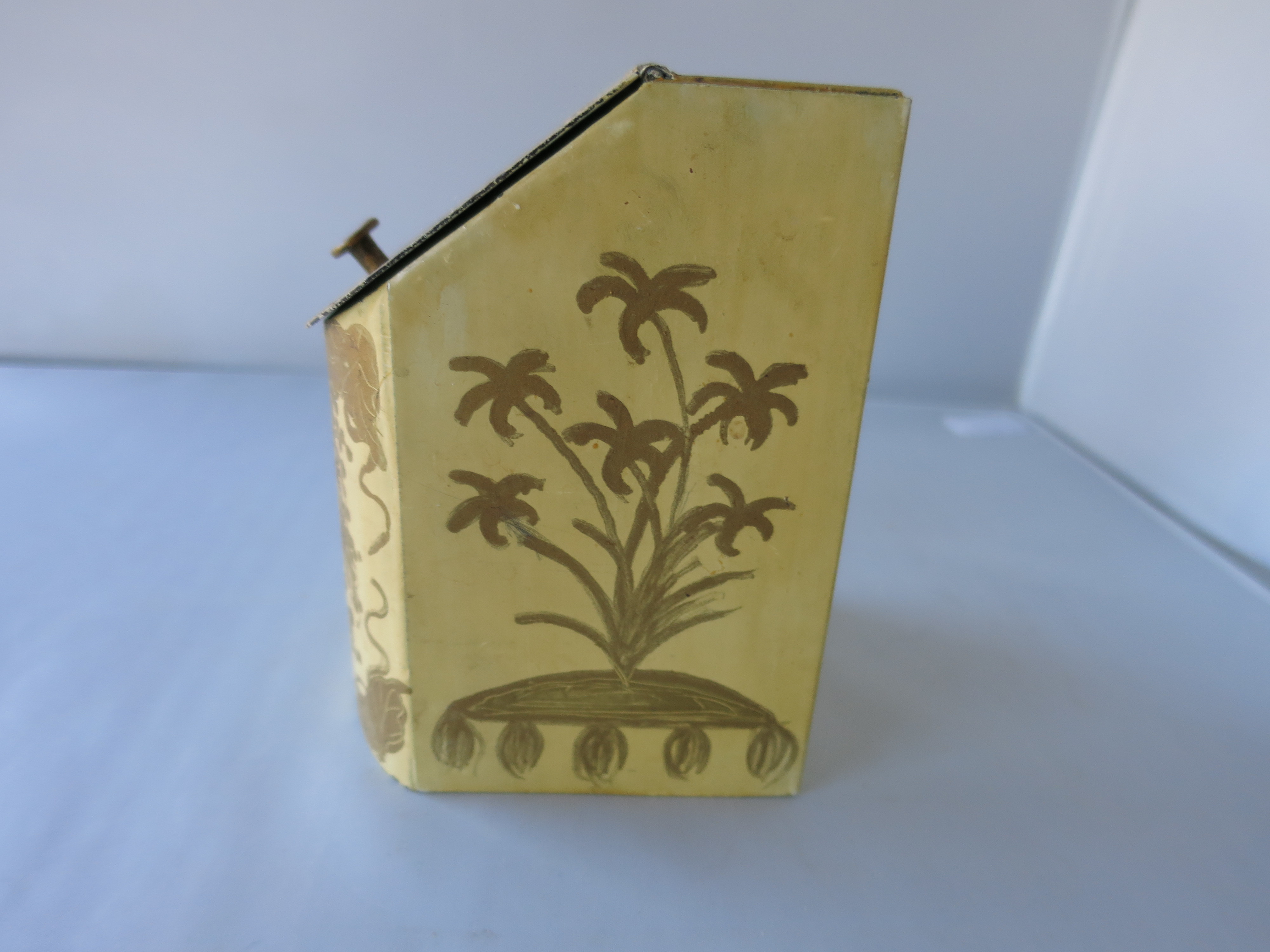 Tin Toleware Tea Caddy Spice Tin Floral Victorian Civil War era