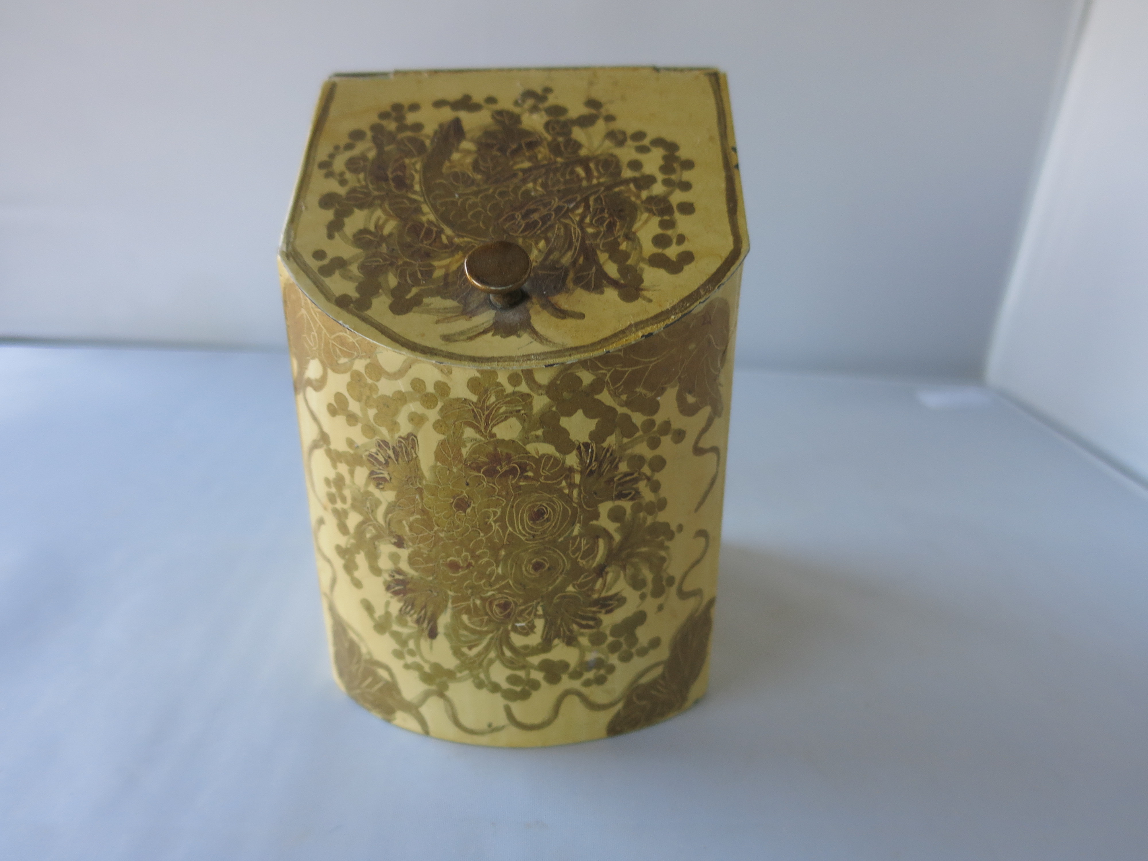 Tin Toleware Tea Caddy Spice Tin Floral Victorian Civil War era