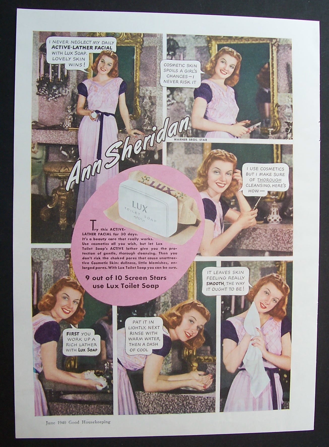 Vintage Ad: 1940 Lux Toilet Soap with Ann Sheridan