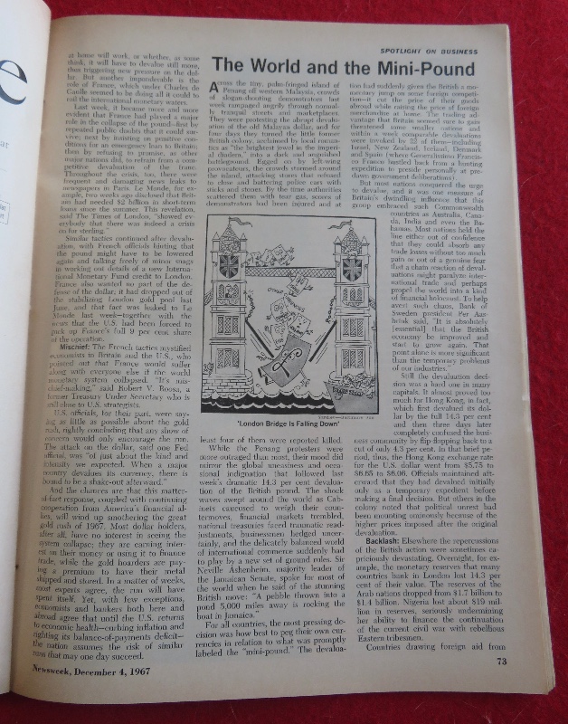 Newsweek Magazine December 4, 1967 Defending The Dollar