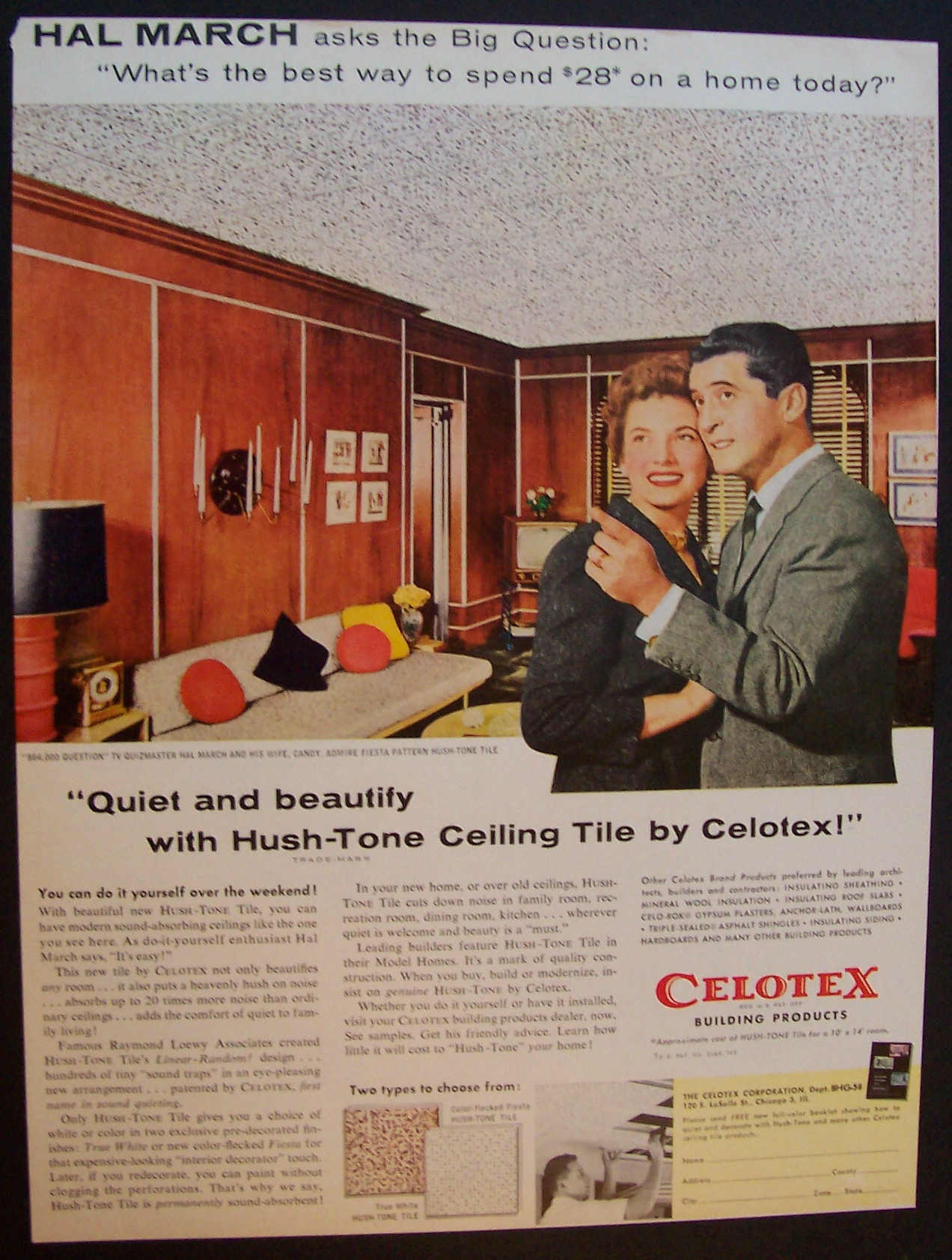 1958  Celotex  Ceiling  Tile  with  Hal  March