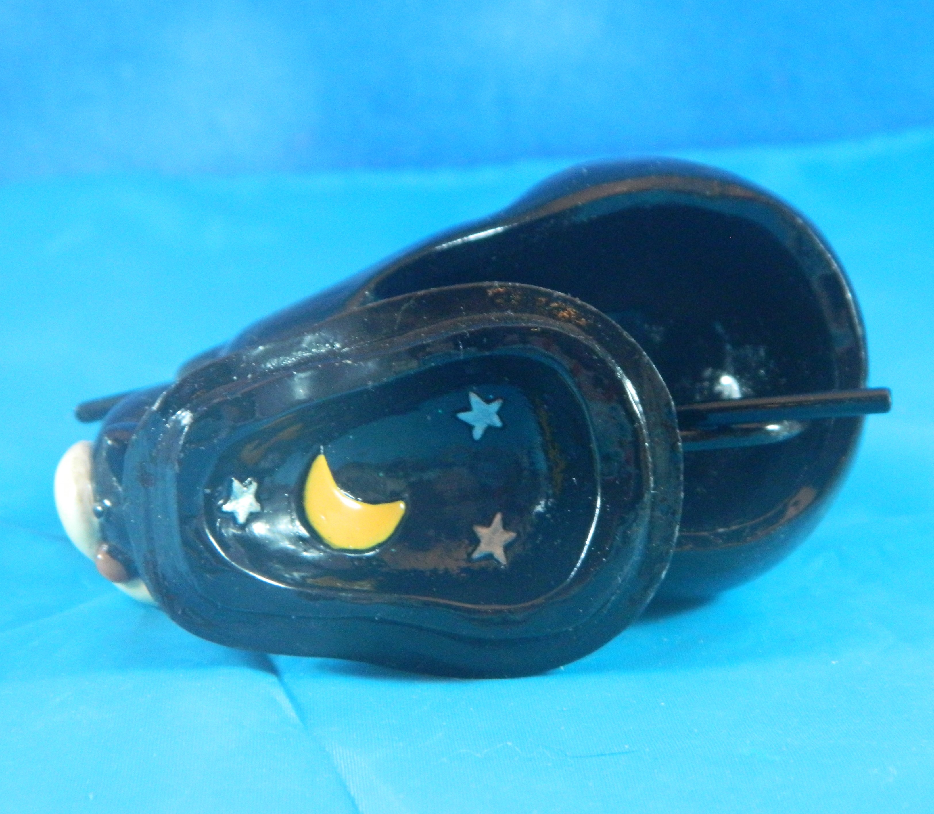 Enameled Metal Black Cat Trinket Box