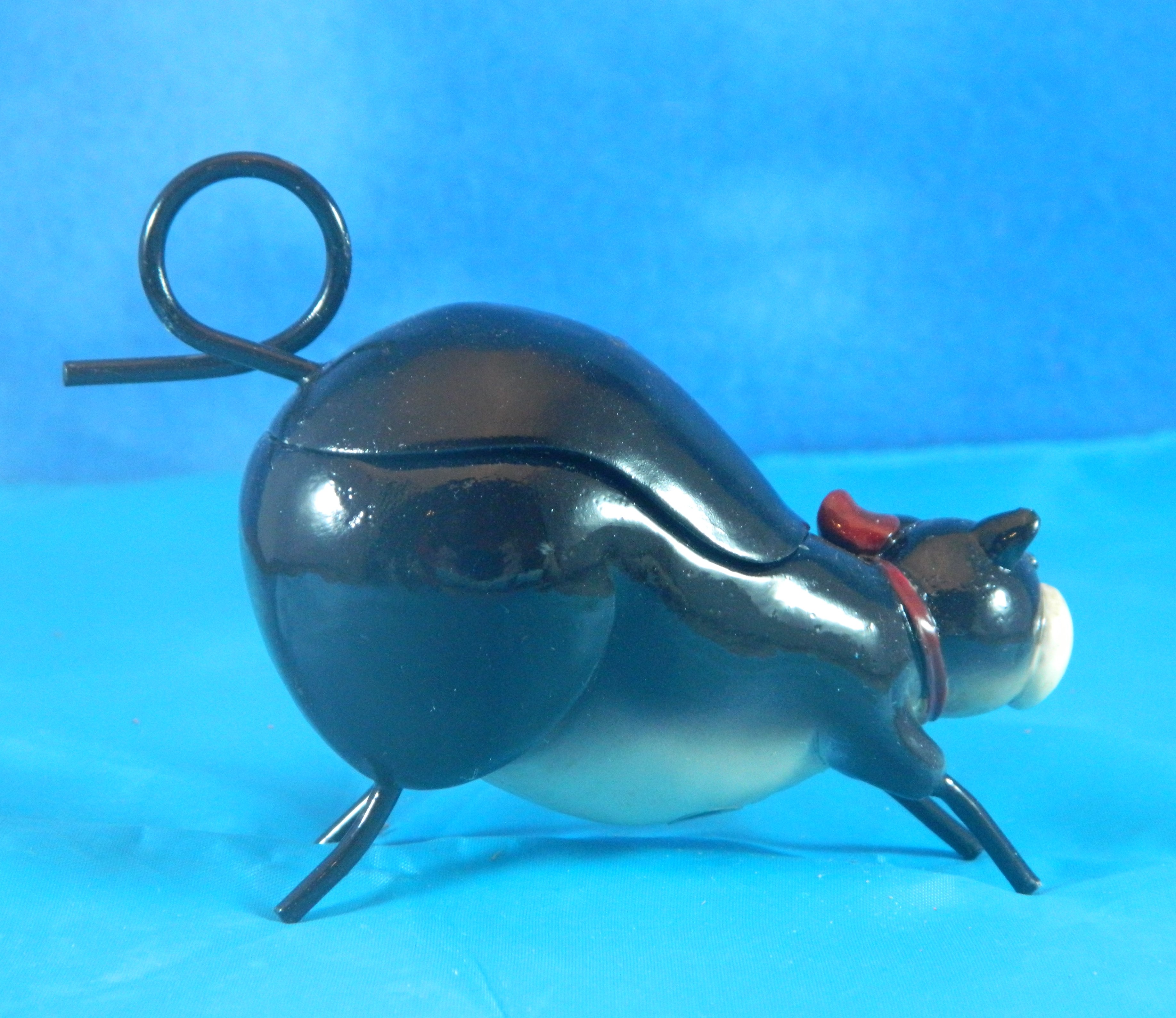 Enameled Metal Black Cat Trinket Box