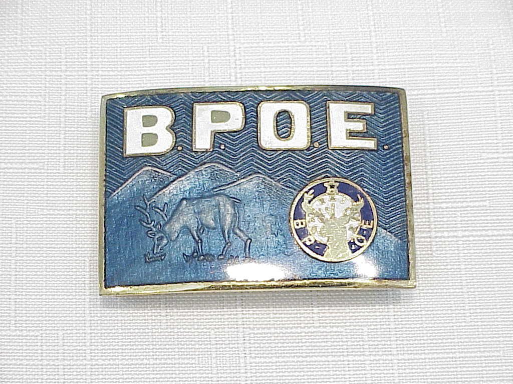 Bpoe Elks Club Blue And White Guilloche Enamel Belt Buckle