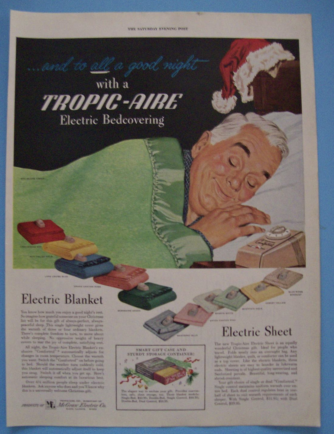 1953 Tropic-Aire Electric Bedcovering w/Man Sleeping