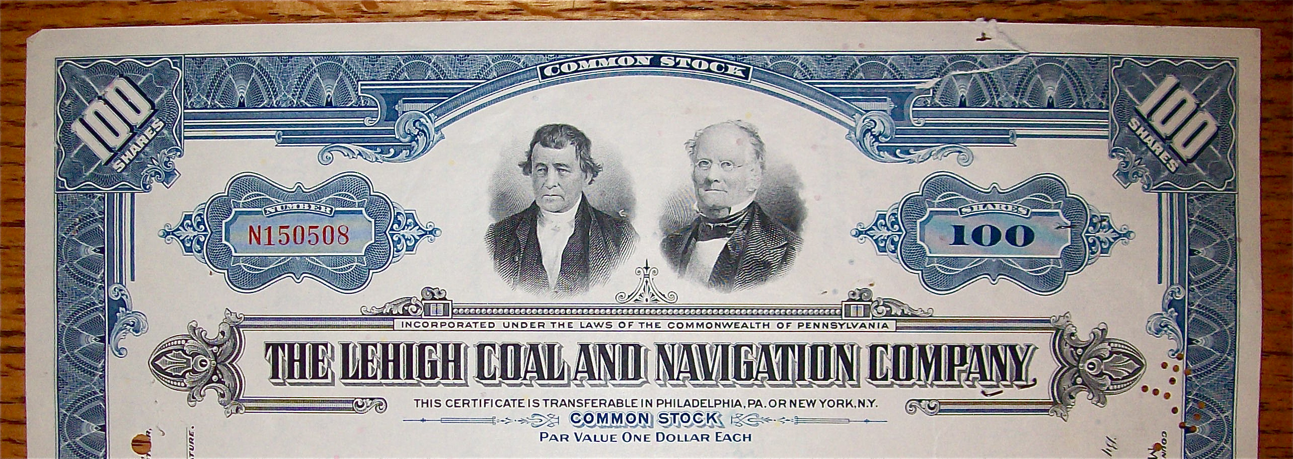 1962 LeHigh Coal & Navigation Company Stock Certificate