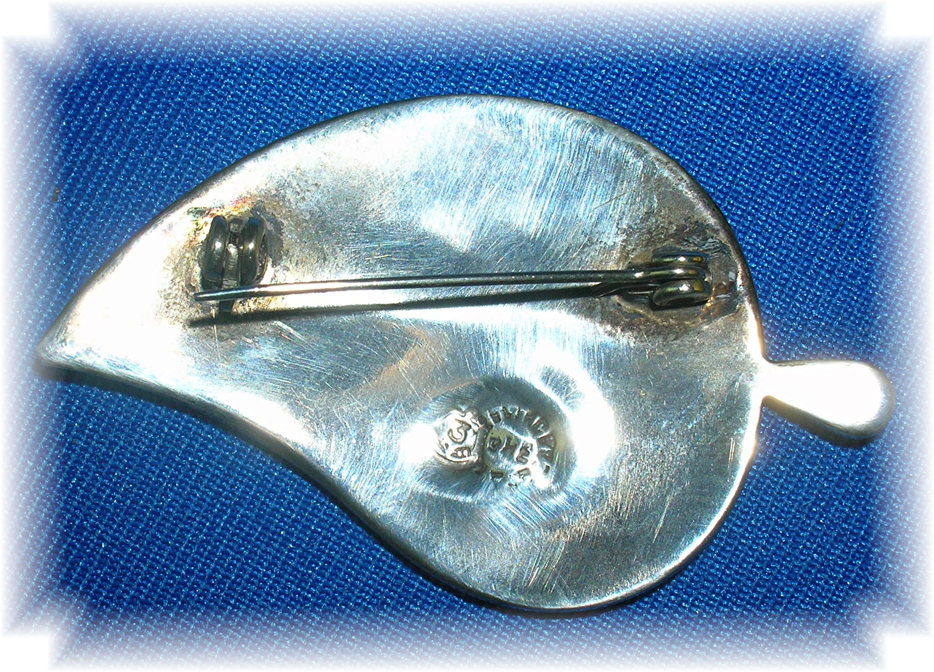Signed BME Eagle 3 Sterling Silver Abalone Leaf Brooch