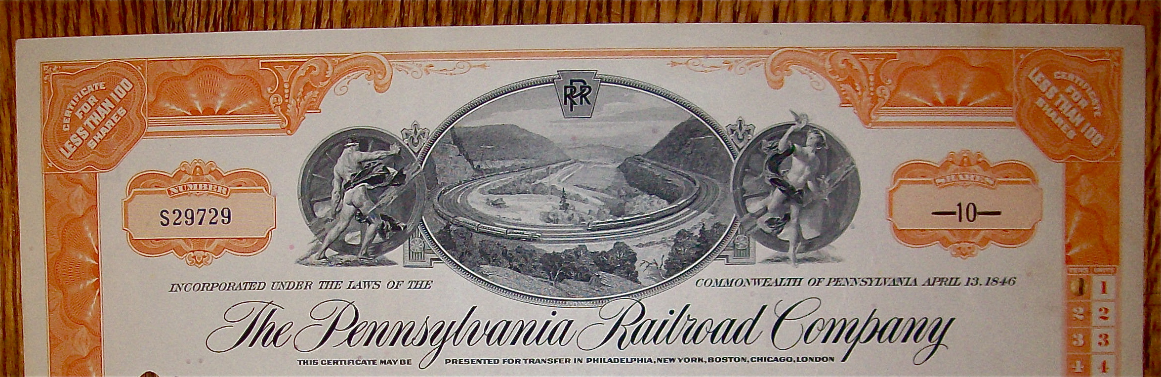 1958 Pennsylvania Railroad Company Stock Certificate