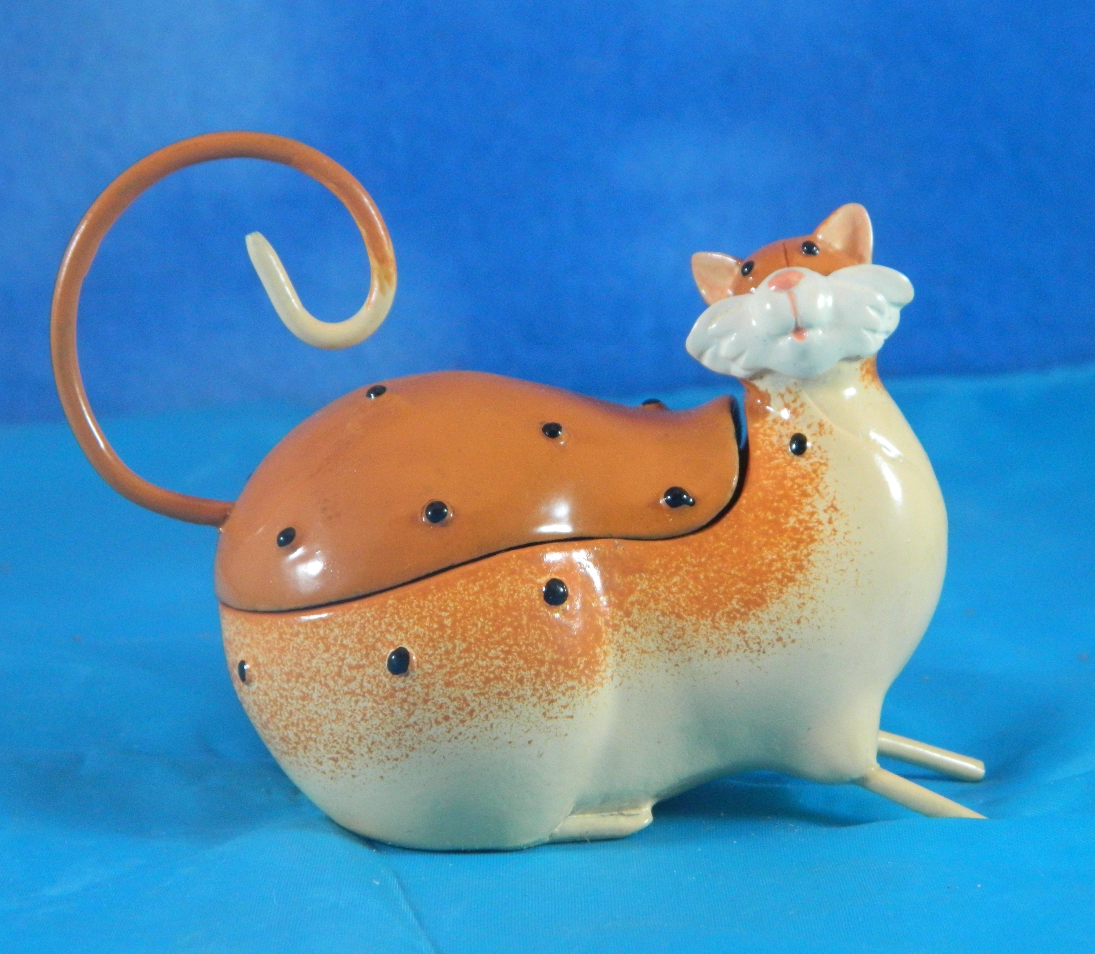Enameled Metal Cat Trinket Box