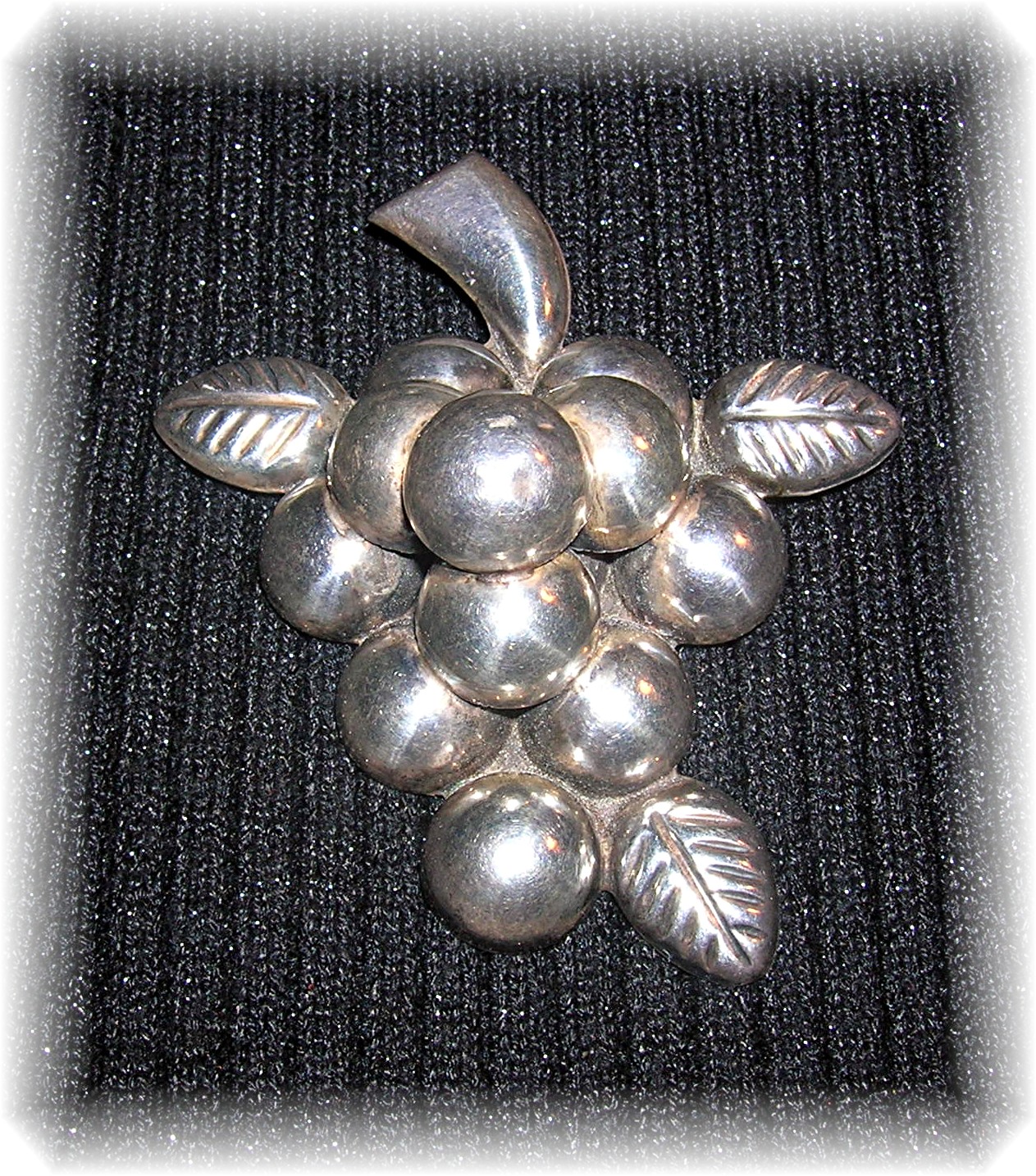 3 Inch Sterling Silver Grape brooch -W- Mexico