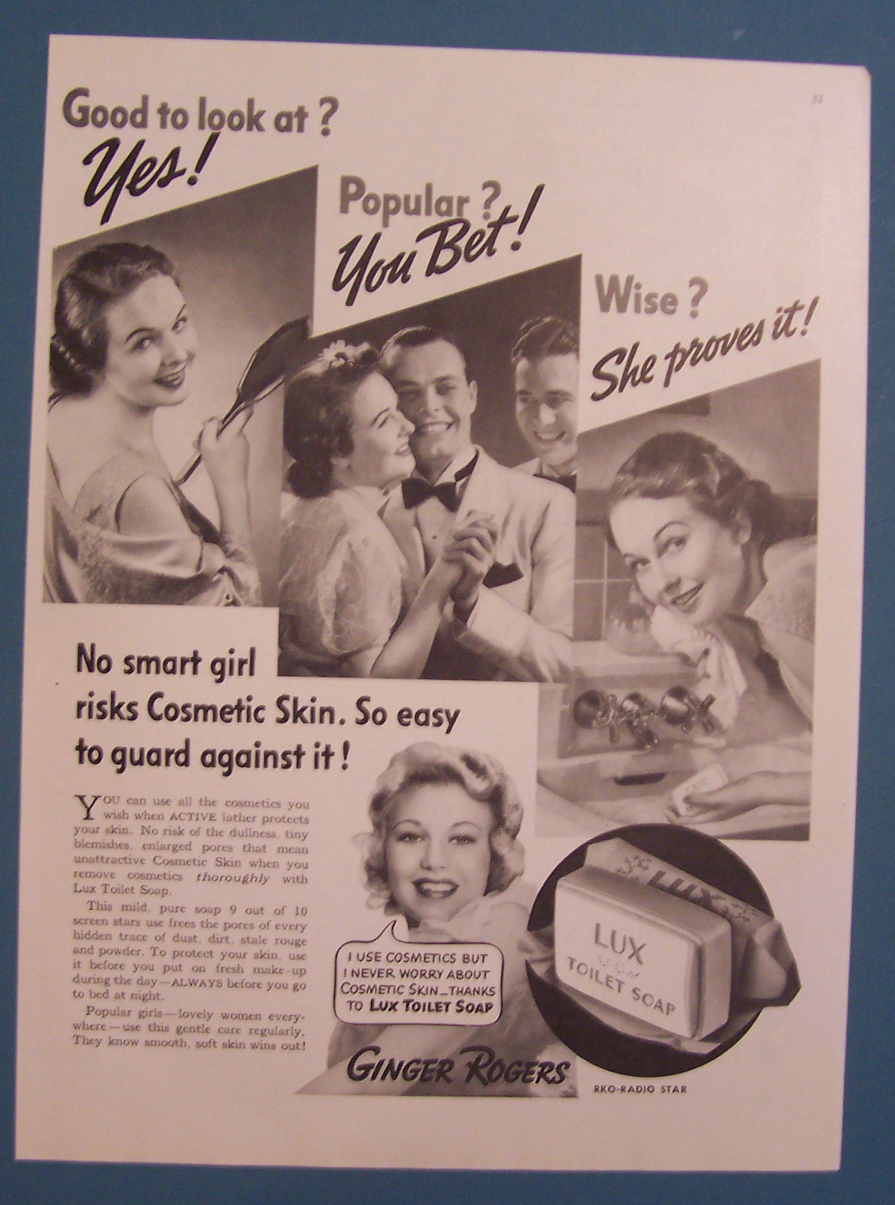 Vintage Ad: 1937 Lux Toilet Soap with Ginger Rogers