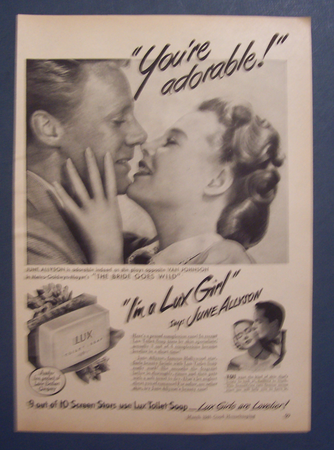 1948 Lux Toilet Soap w/ June Allyson & Van Johnson