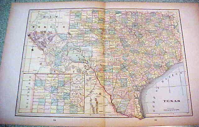 Antique Map Texas 1894 Lg Foldout