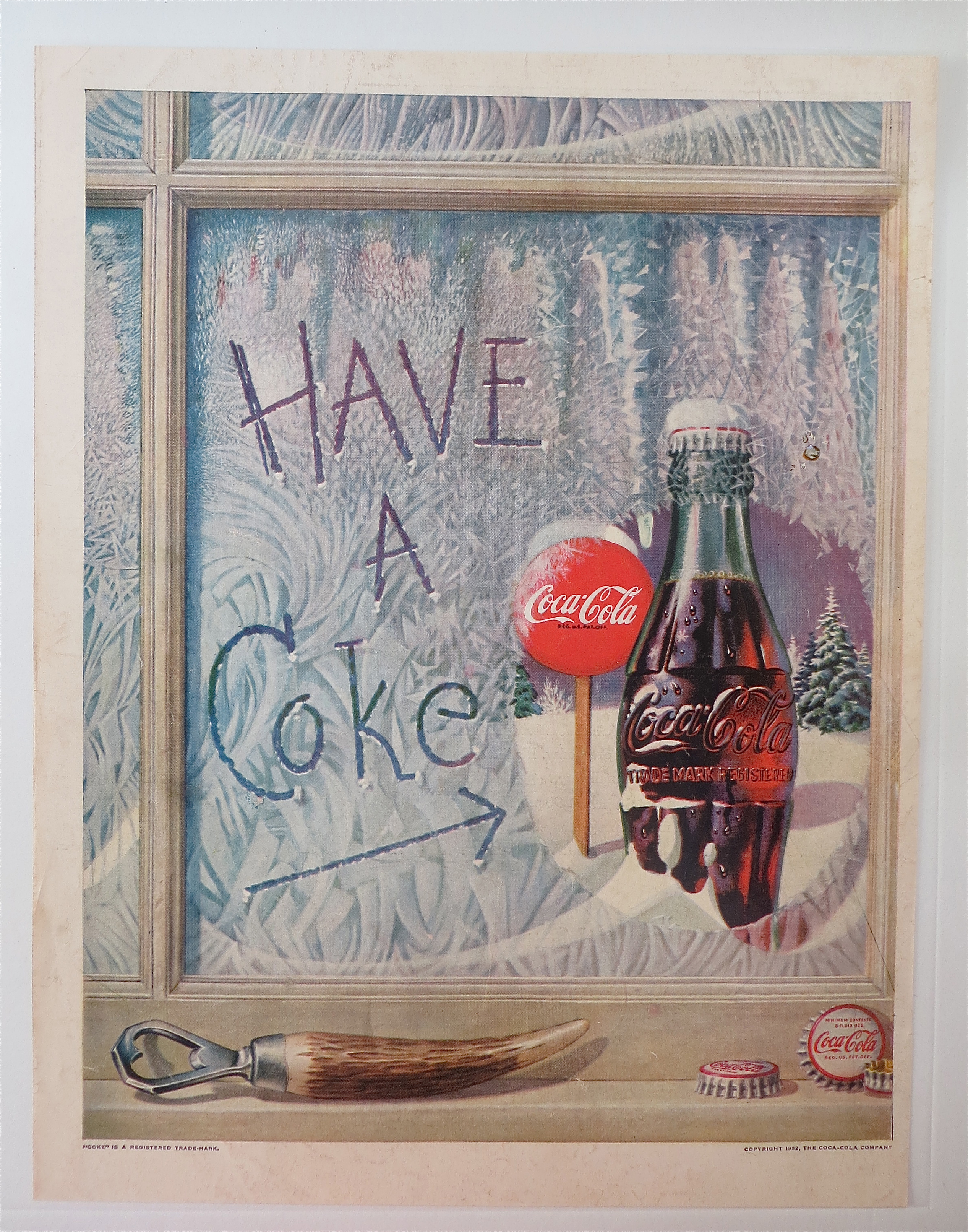 1952 Coca Cola (Coke) w/Bottle Sitting on Window Ledge