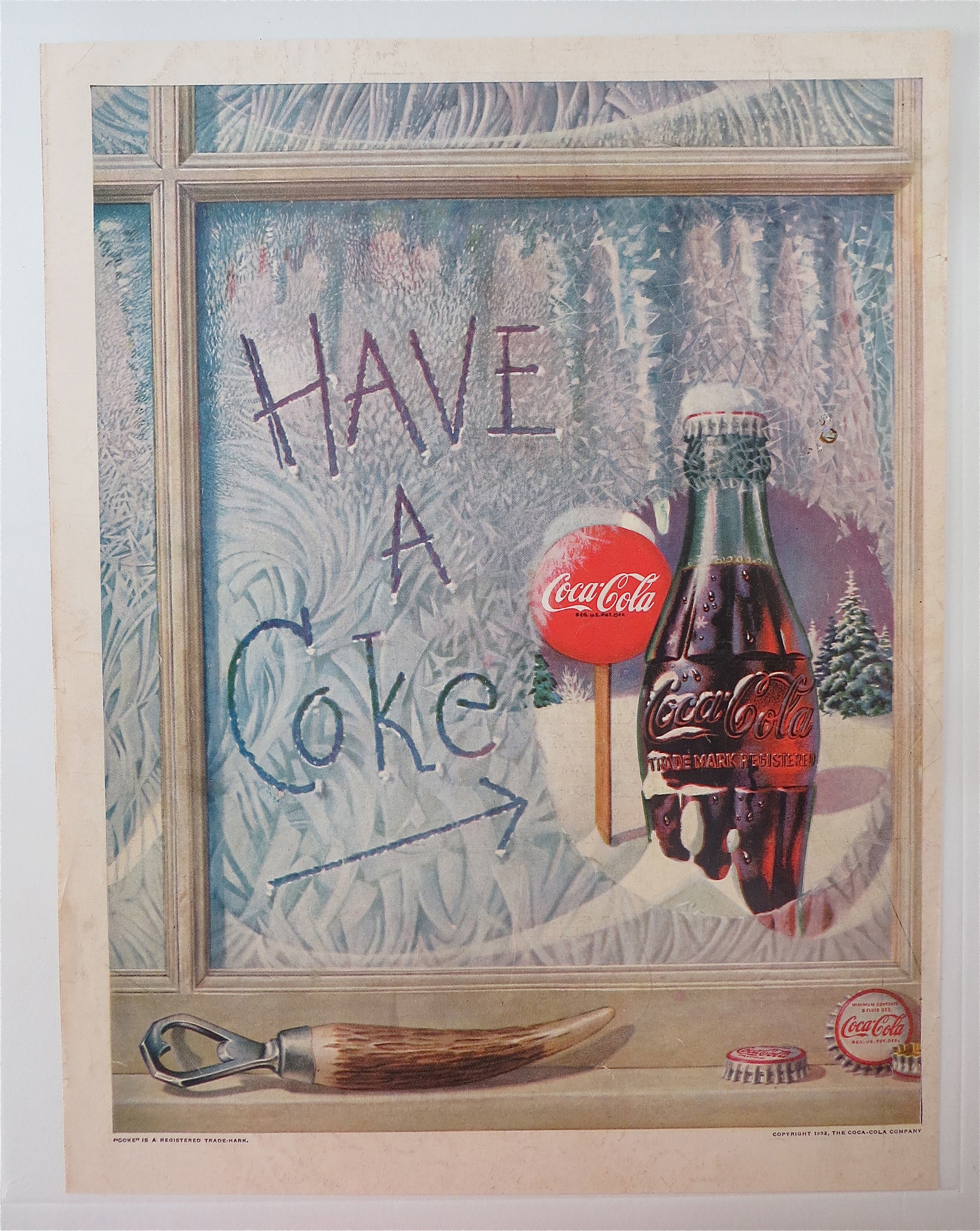 1952 Coca Cola (Coke) w/Bottle Sitting on Window Ledge