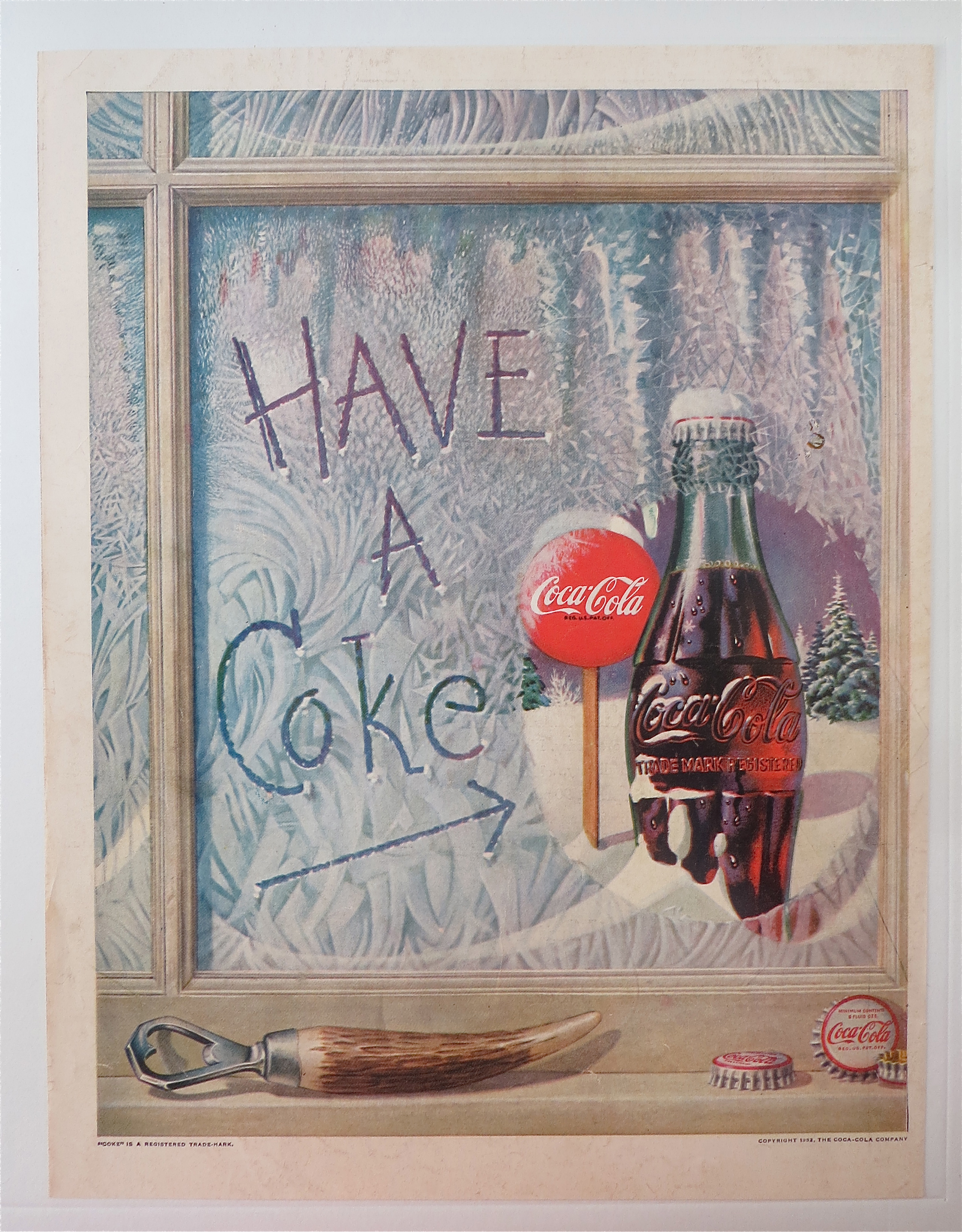 1952 Coca Cola (Coke) w/Bottle Sitting on Window Ledge