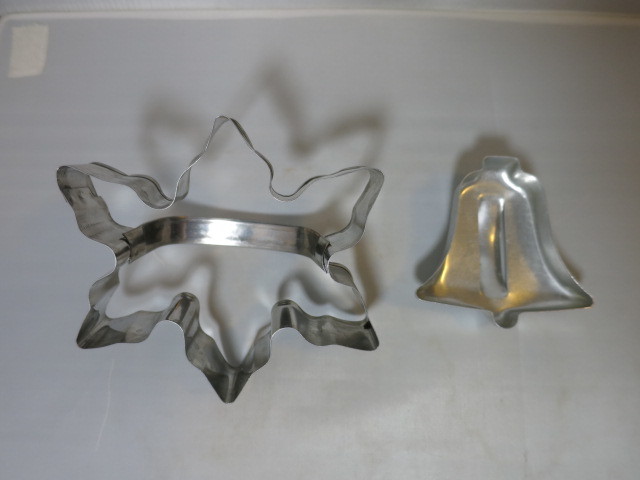 Vintage Tin Poinsettia and Bell Cookie Cutters
