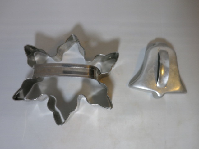 Vintage Tin Poinsettia and Bell Cookie Cutters