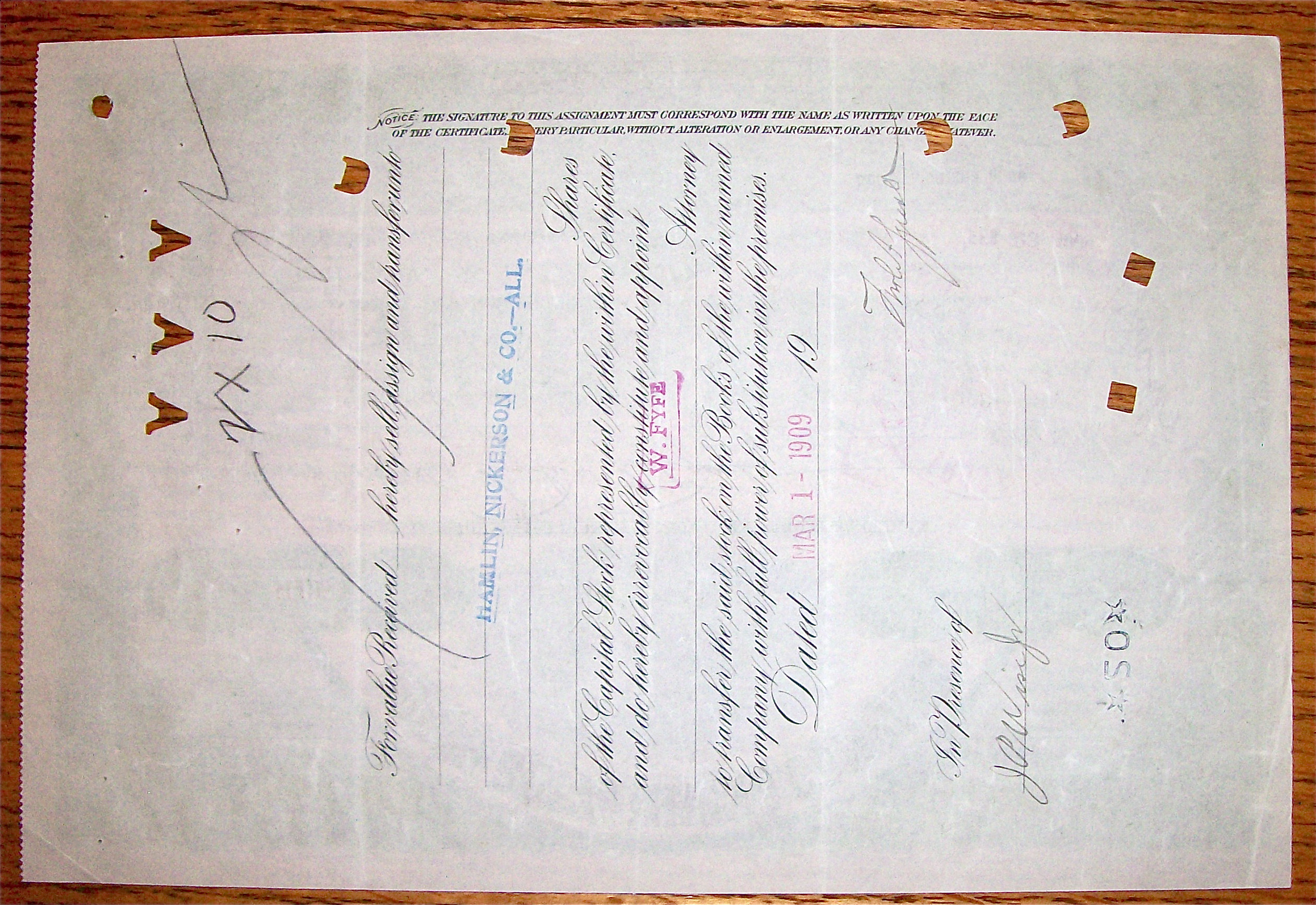 1909 North Butte Mining Company Stock Certificate