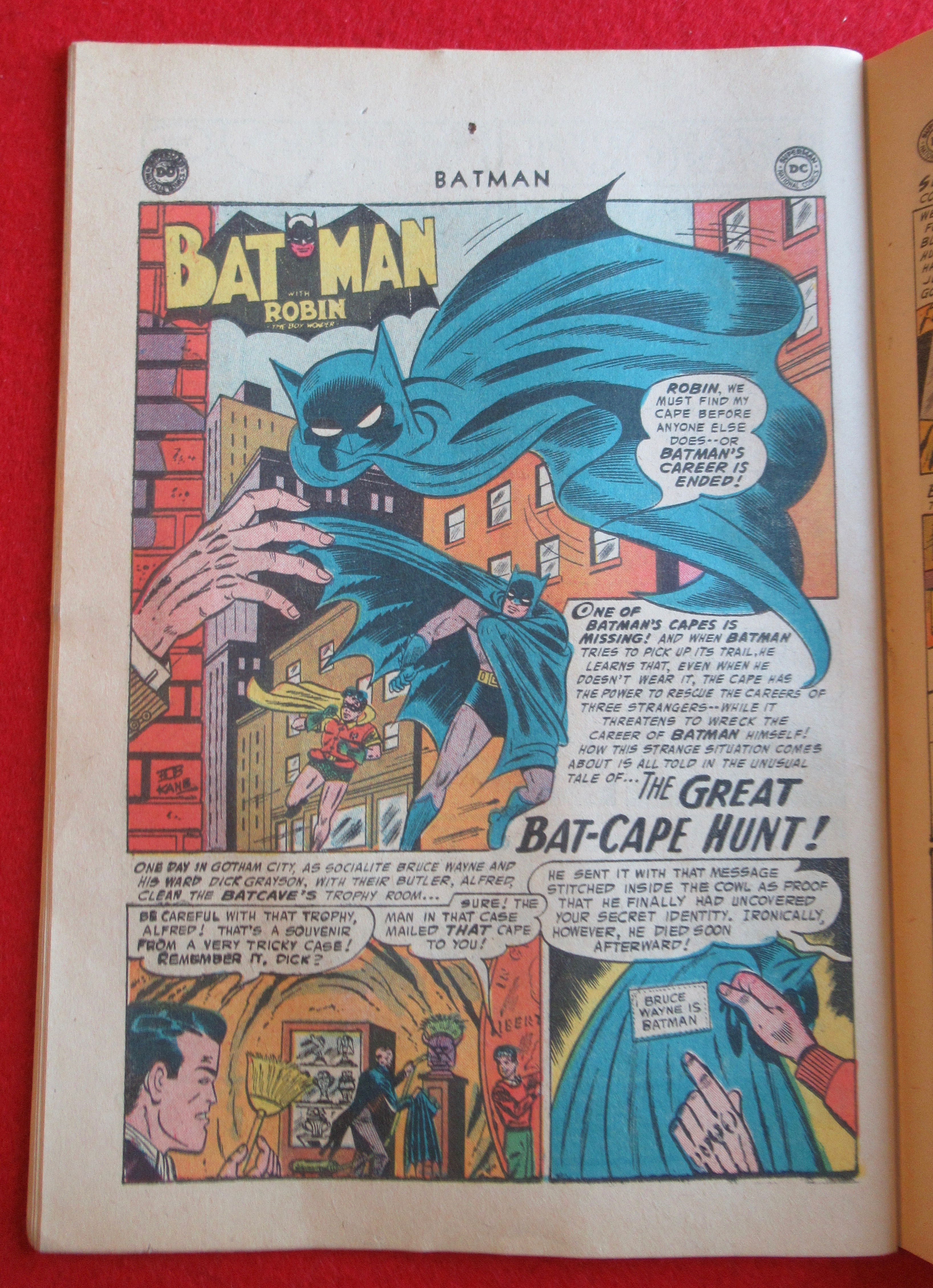 Batman Comics August 1956 The Great Bat Cape Hunt