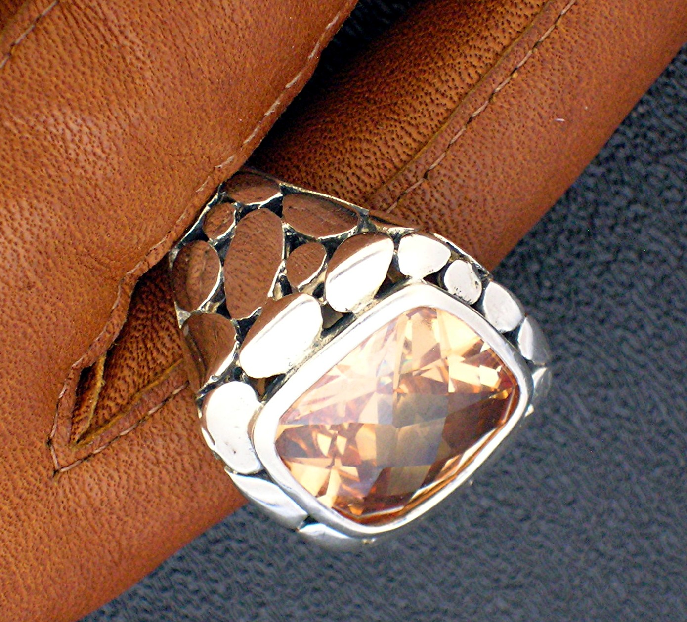 Citrine and Sterling Silver Designer Ring