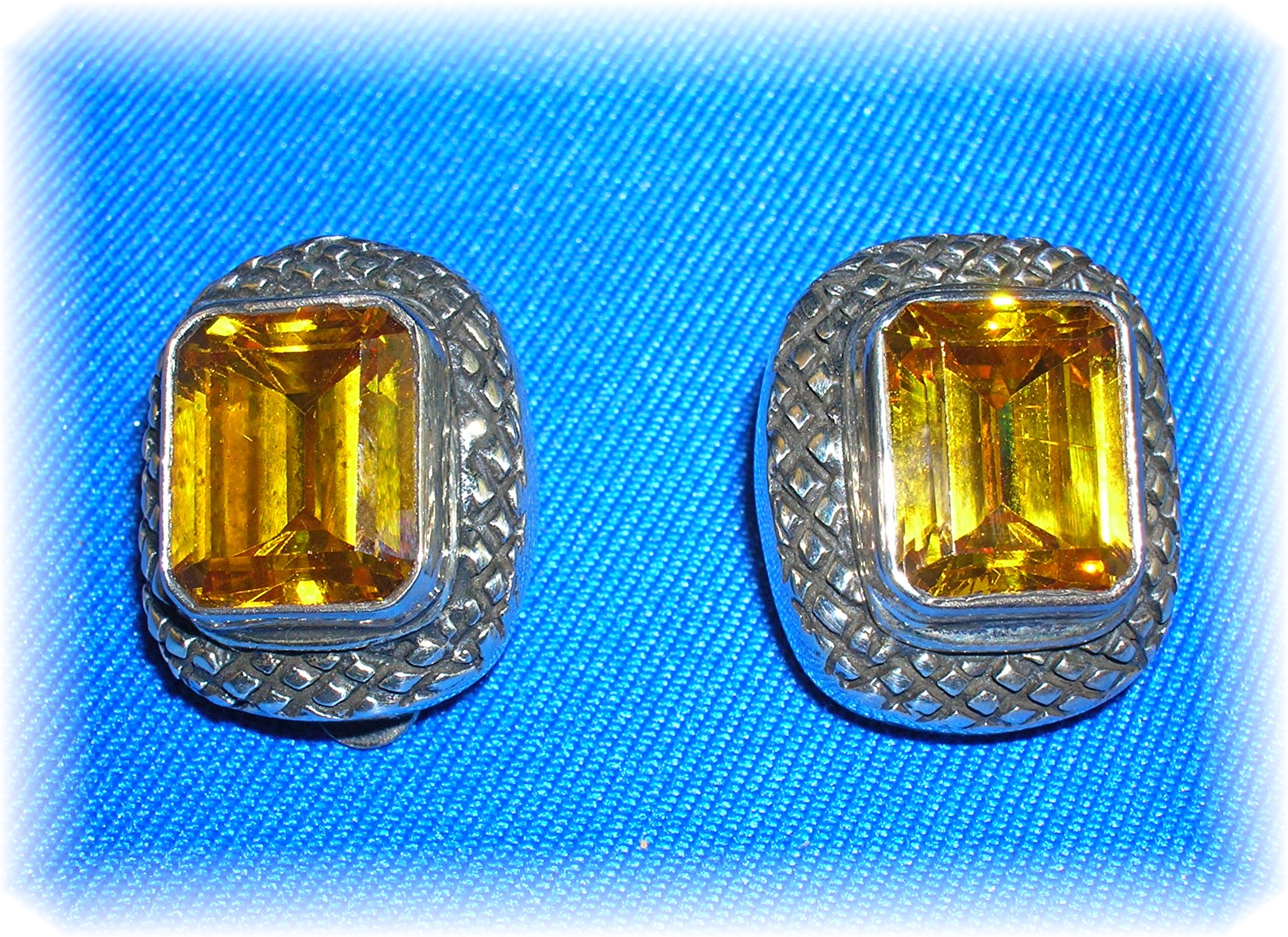 Earrings Sterling Silver Golden Citrine Clip