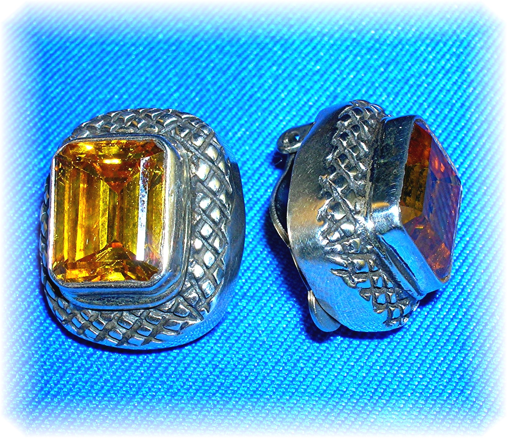 Earrings Sterling Silver Golden  Citrine Clip