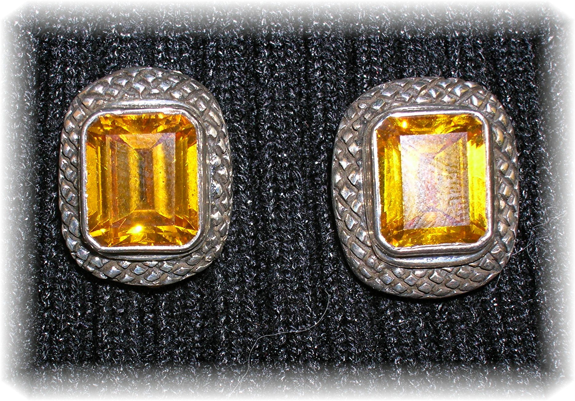 Earrings Sterling Silver Golden  Citrine Clip