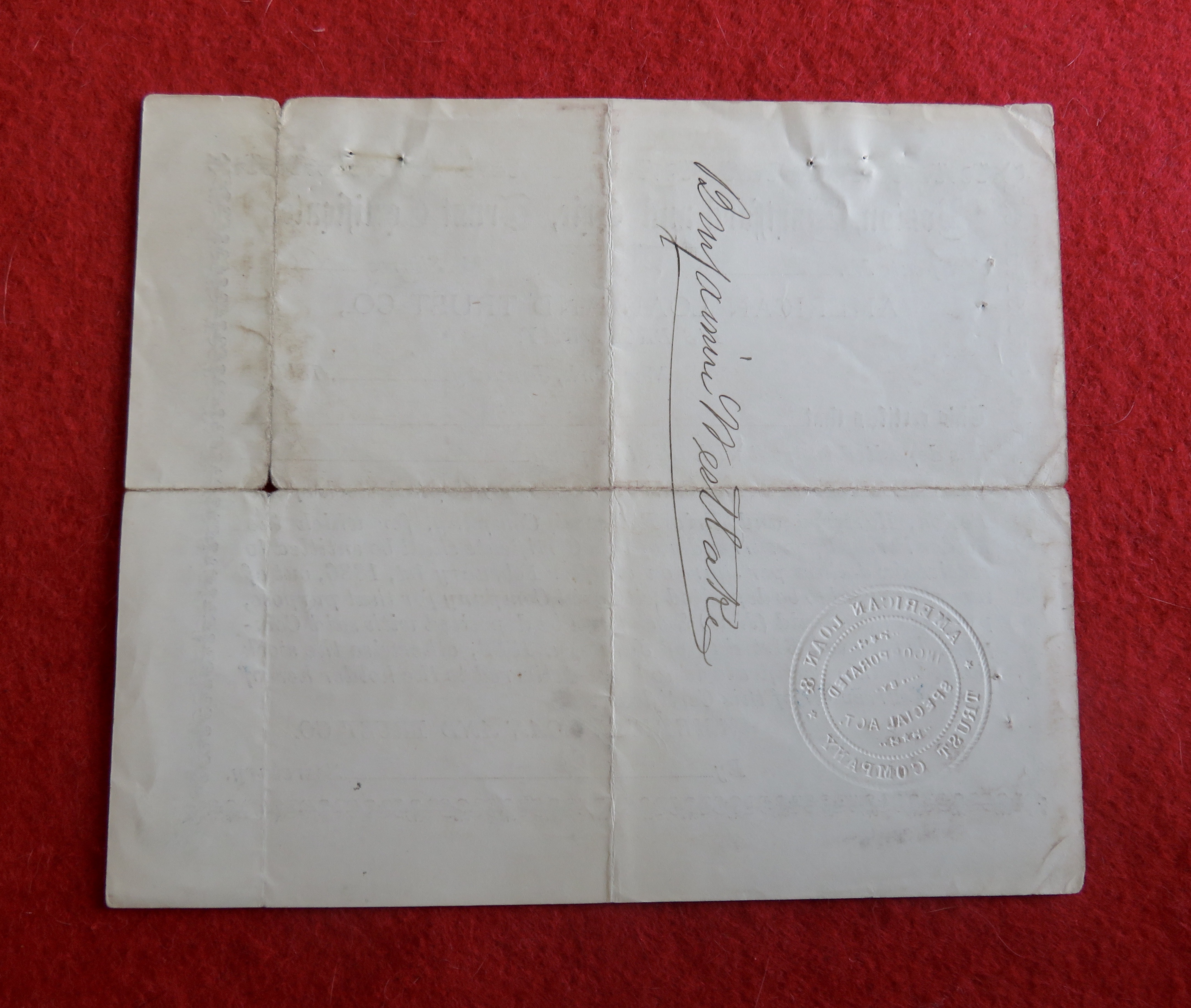 1886 Boston, Hartford & Erie Trust Stock Certificate
