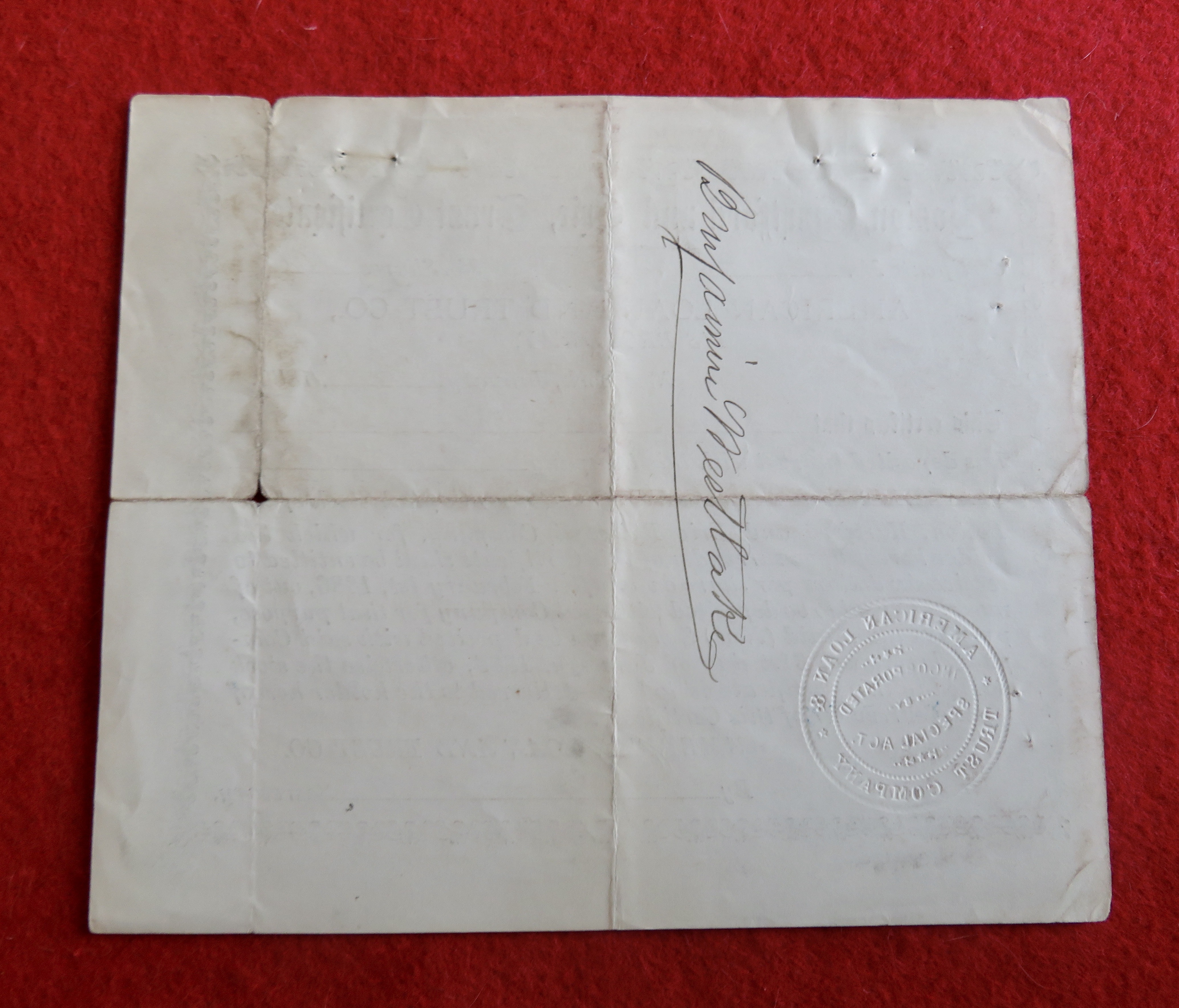 1886 Boston, Hartford & Erie Trust Stock Certificate