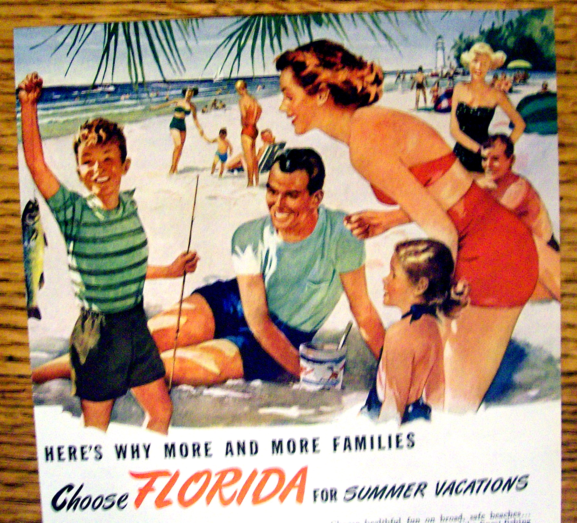 1949 Come To Florida with Family On The Beach