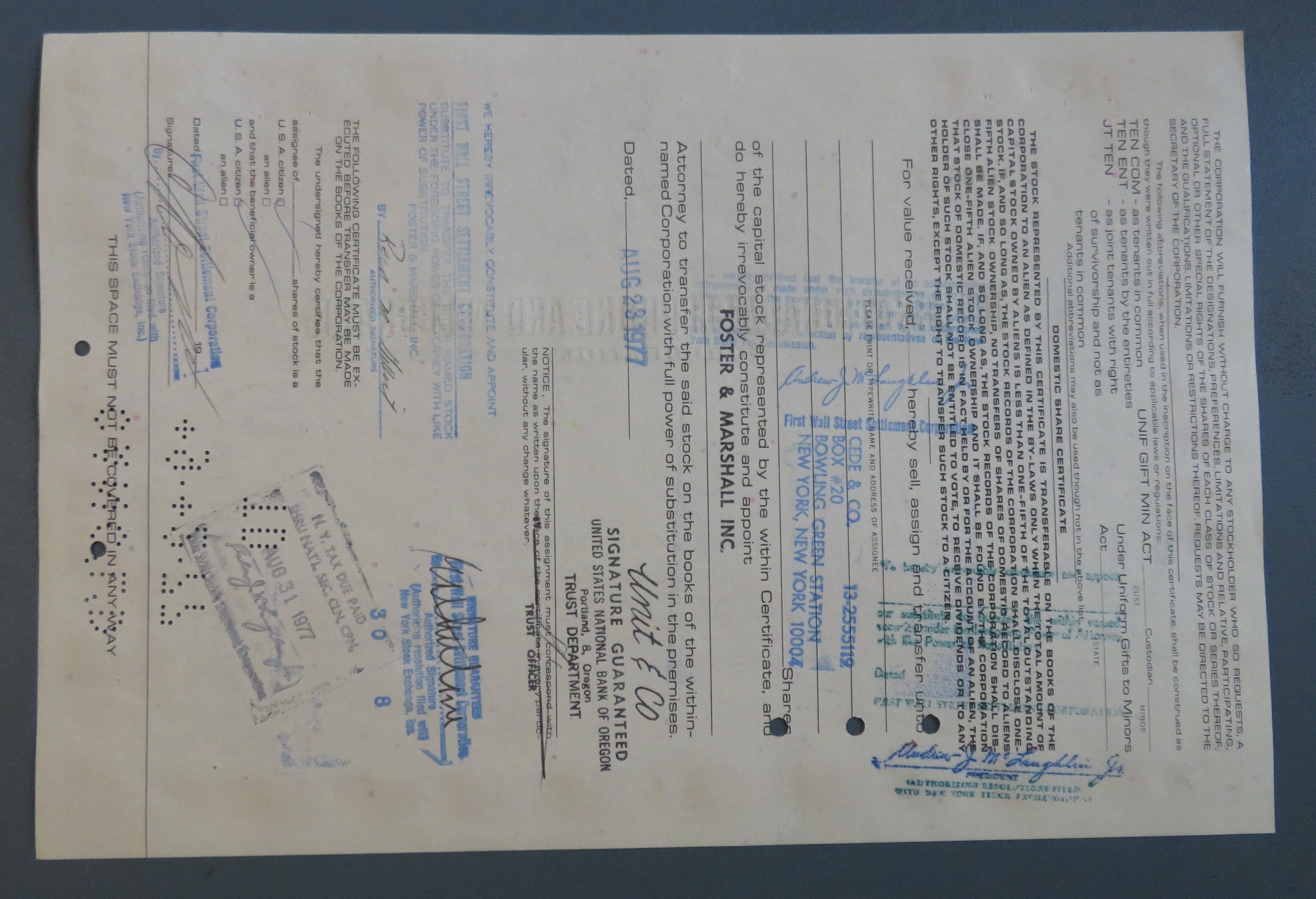 1971 International Telephone & Telegraph Certificate