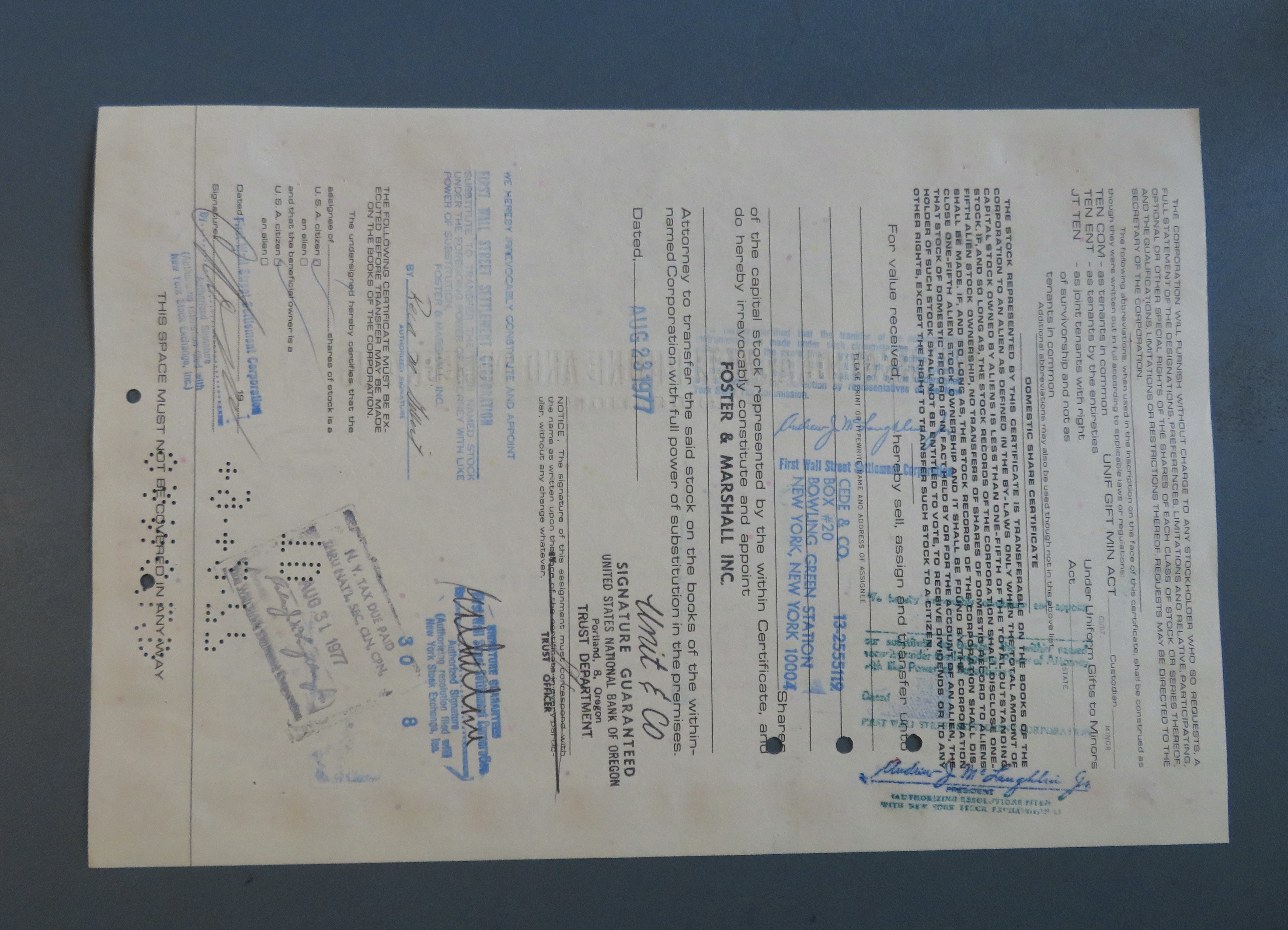 1971 International Telephone & Telegraph Certificate