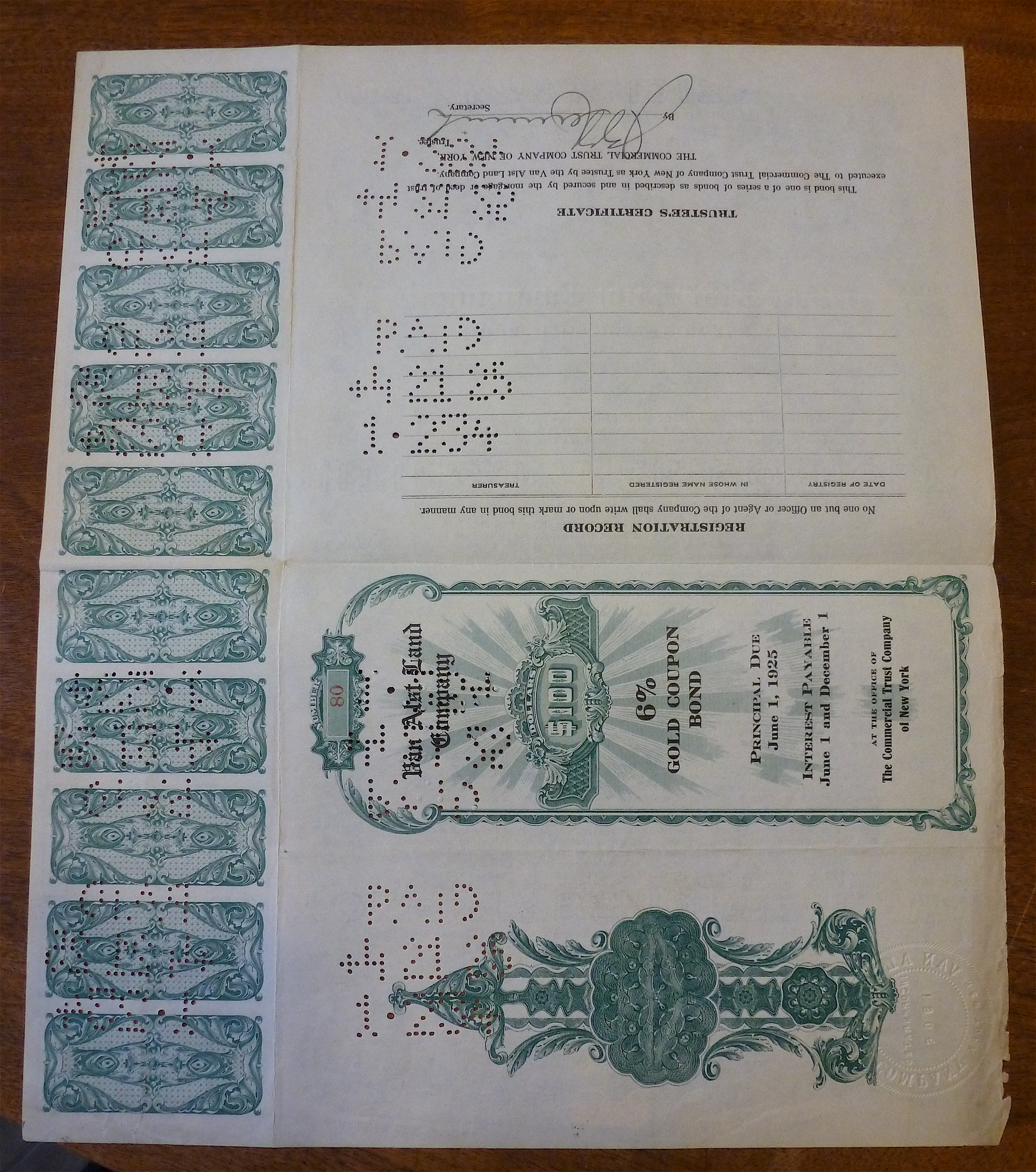 1925 Van Alt Land Company Stock Certificate