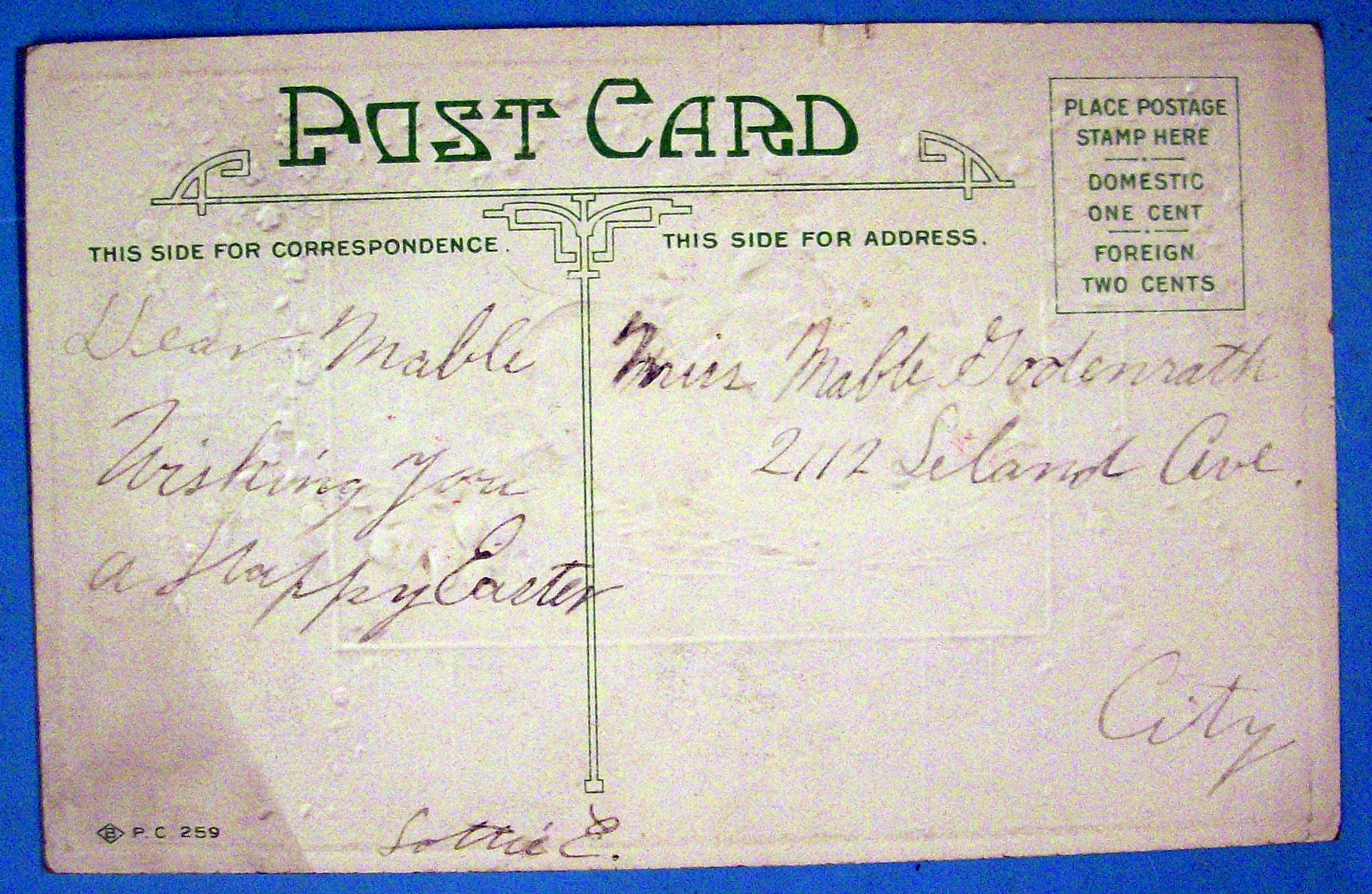 Easter Greetings Postcard w/Chick Standing by Nest