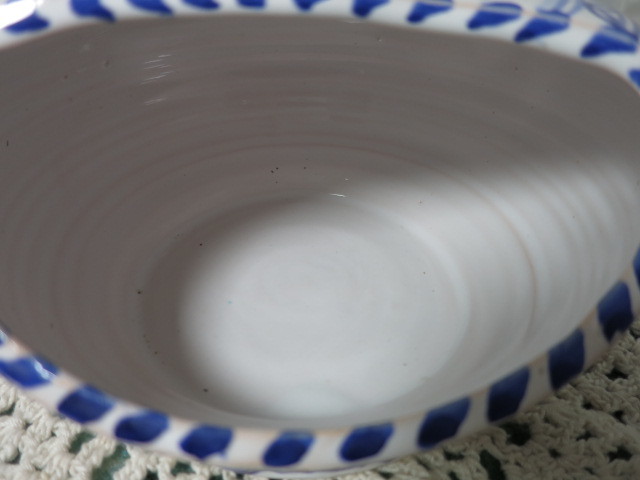 Vintage Spain Open Candy Dish Blue White Yellow Brown