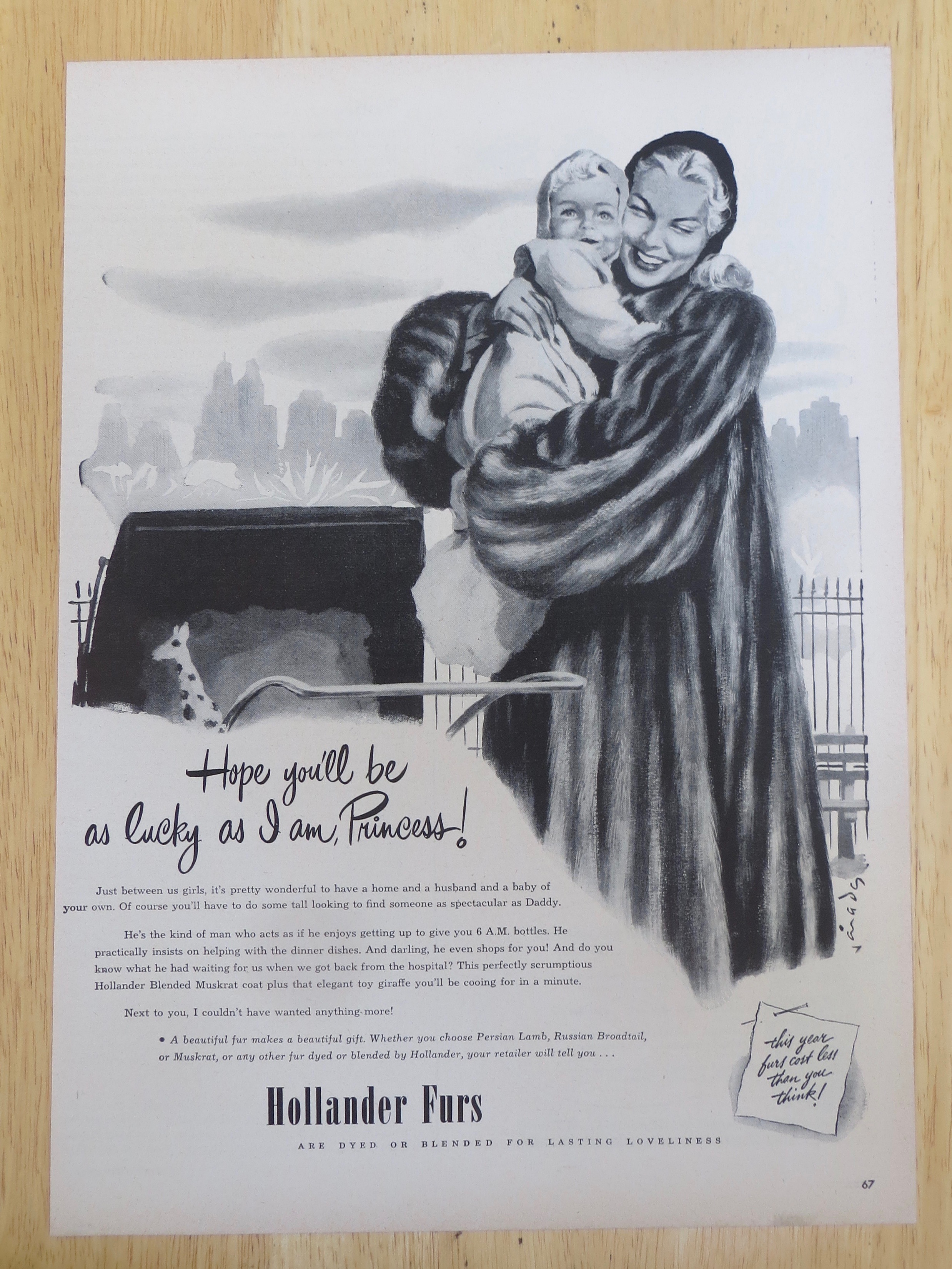 1947 Hollander Furs with Woman Hugging A Baby