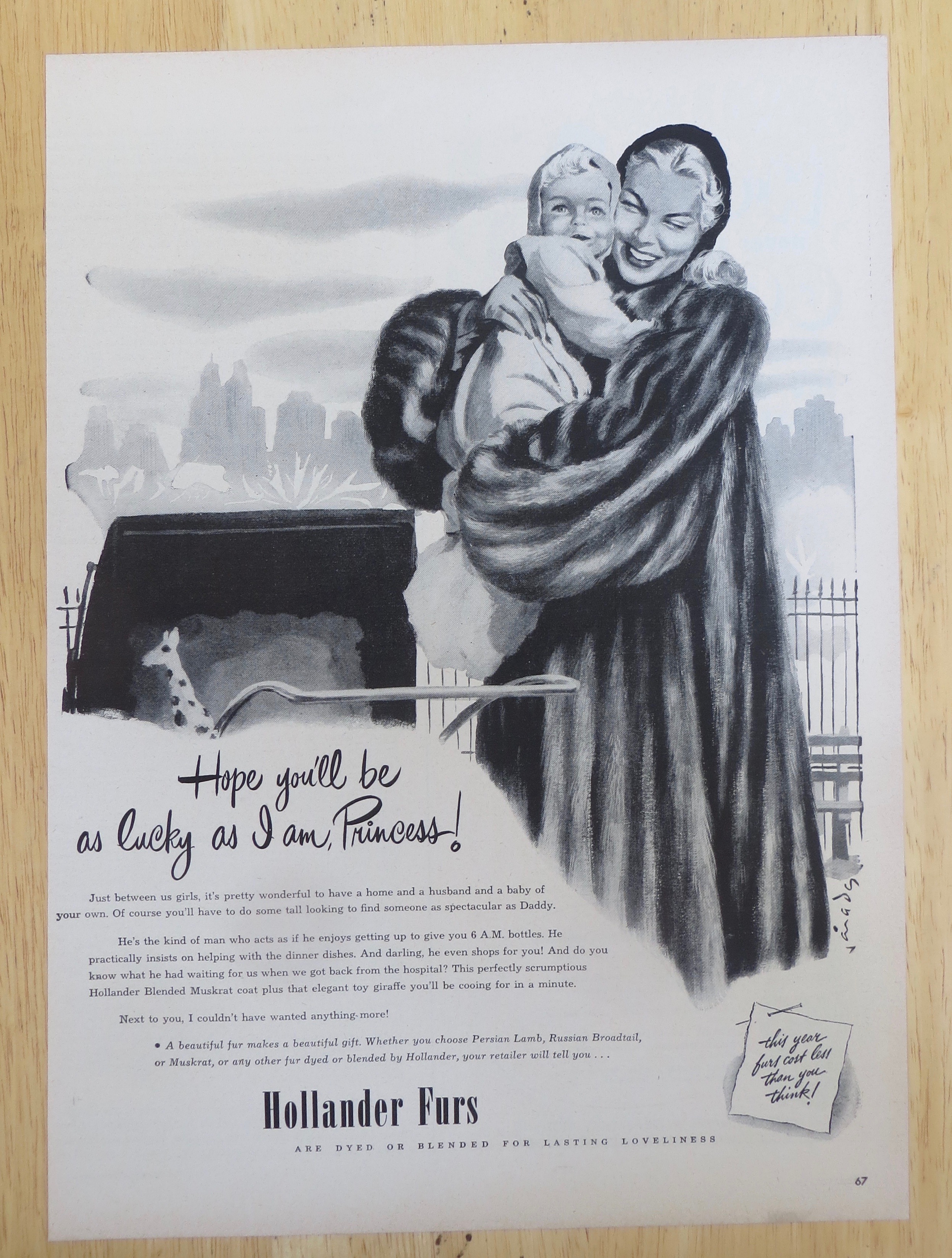1947 Hollander Furs with Woman Hugging A Baby