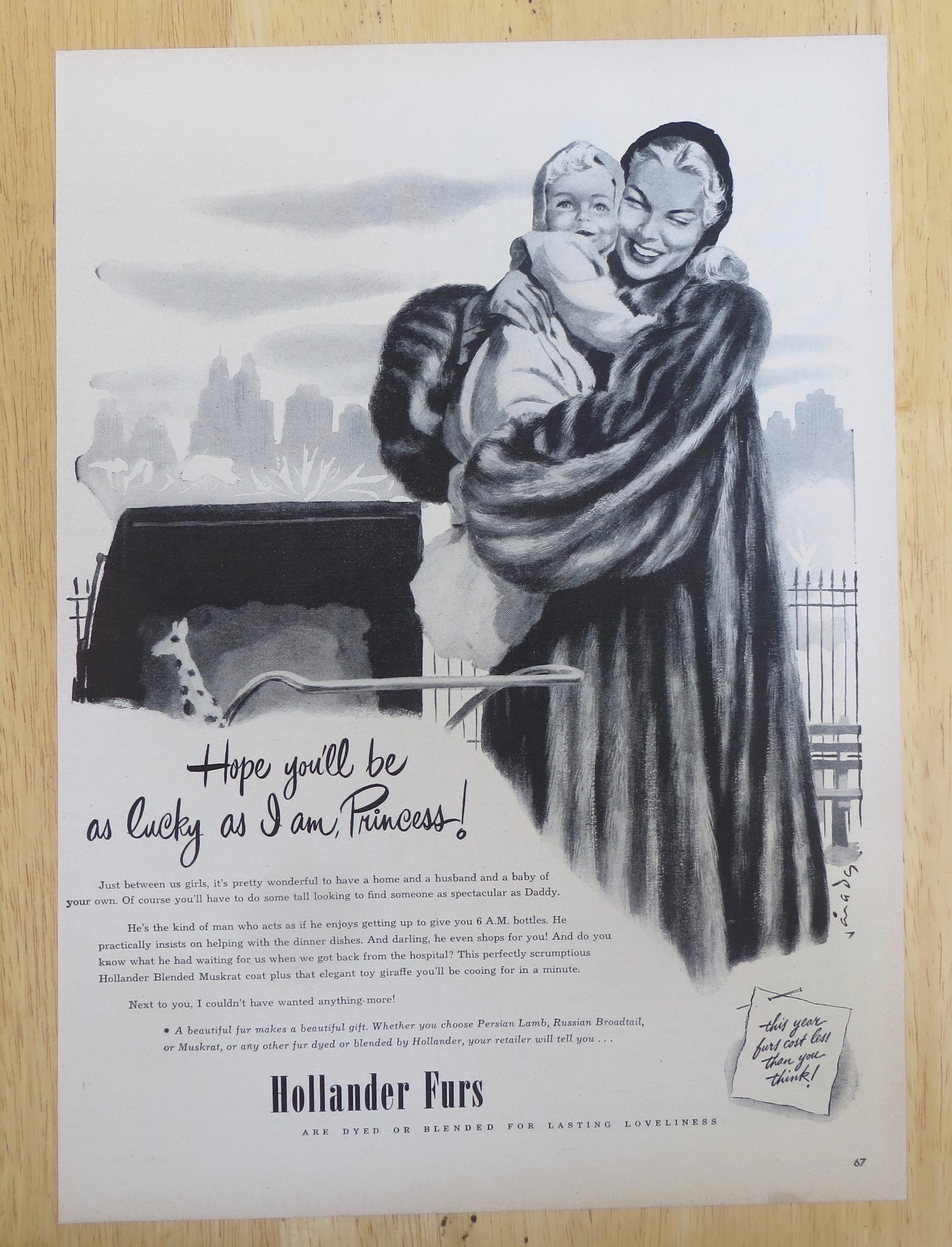 1947 Hollander Furs with Woman Hugging A Baby