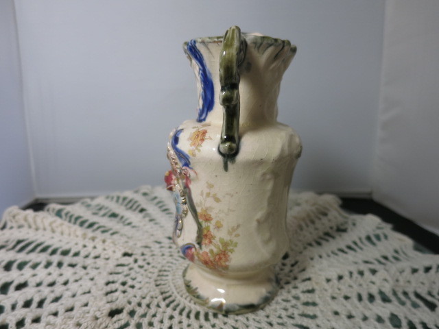 Majolica Creamer Pitcher Floral Barbotine Ware Germany