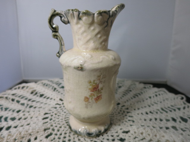 Majolica Creamer Pitcher Floral Barbotine Ware Germany