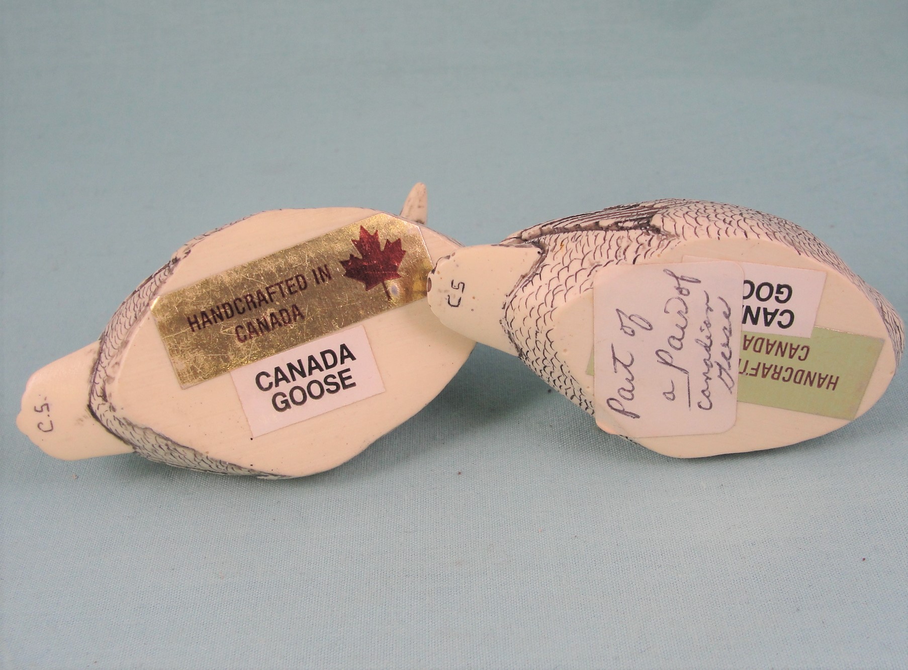 Canadian Ivory Colored Resin Canada Goose Pair