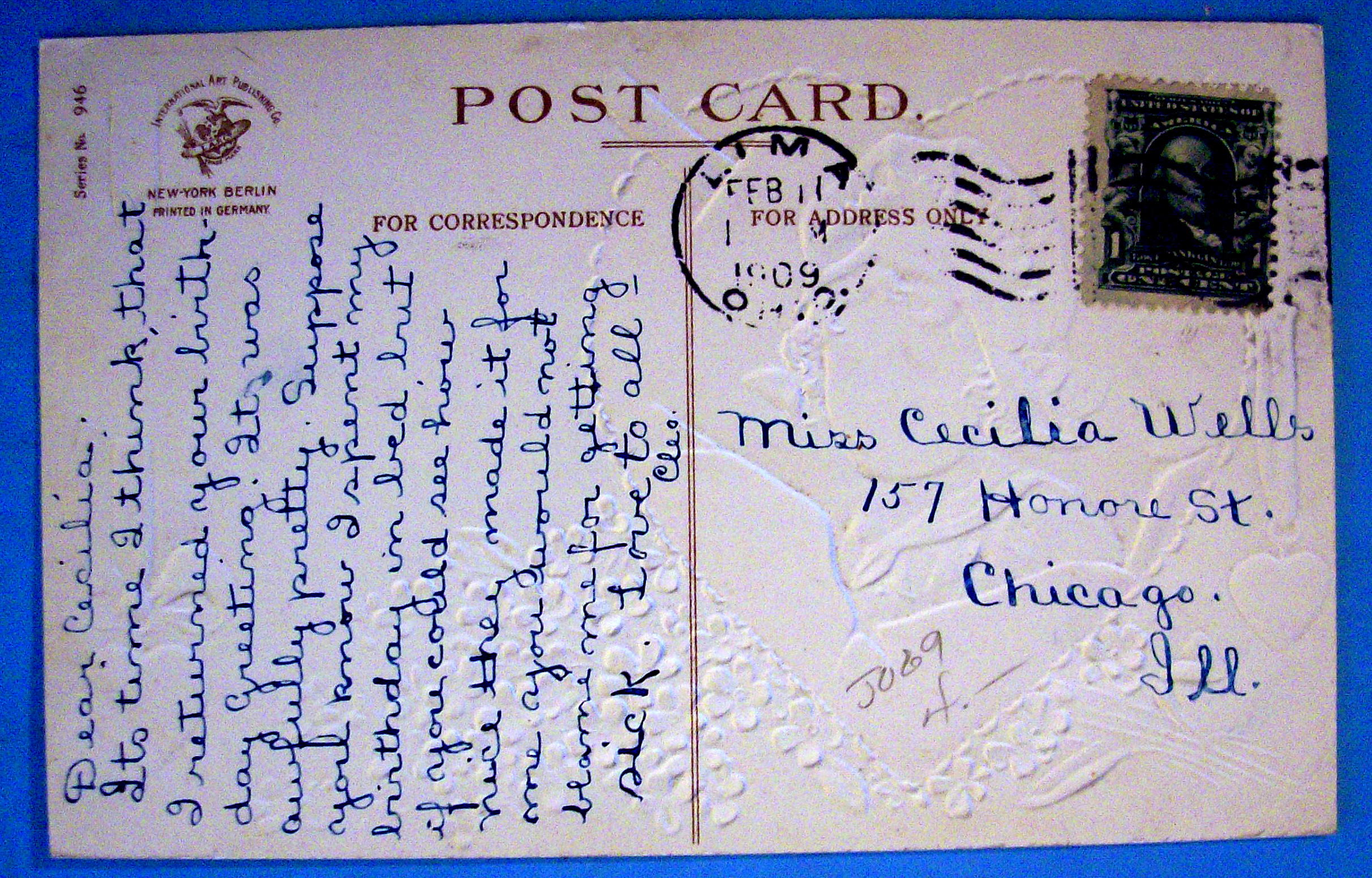 St. Valentine's Greeting Postcard with Girl's Face
