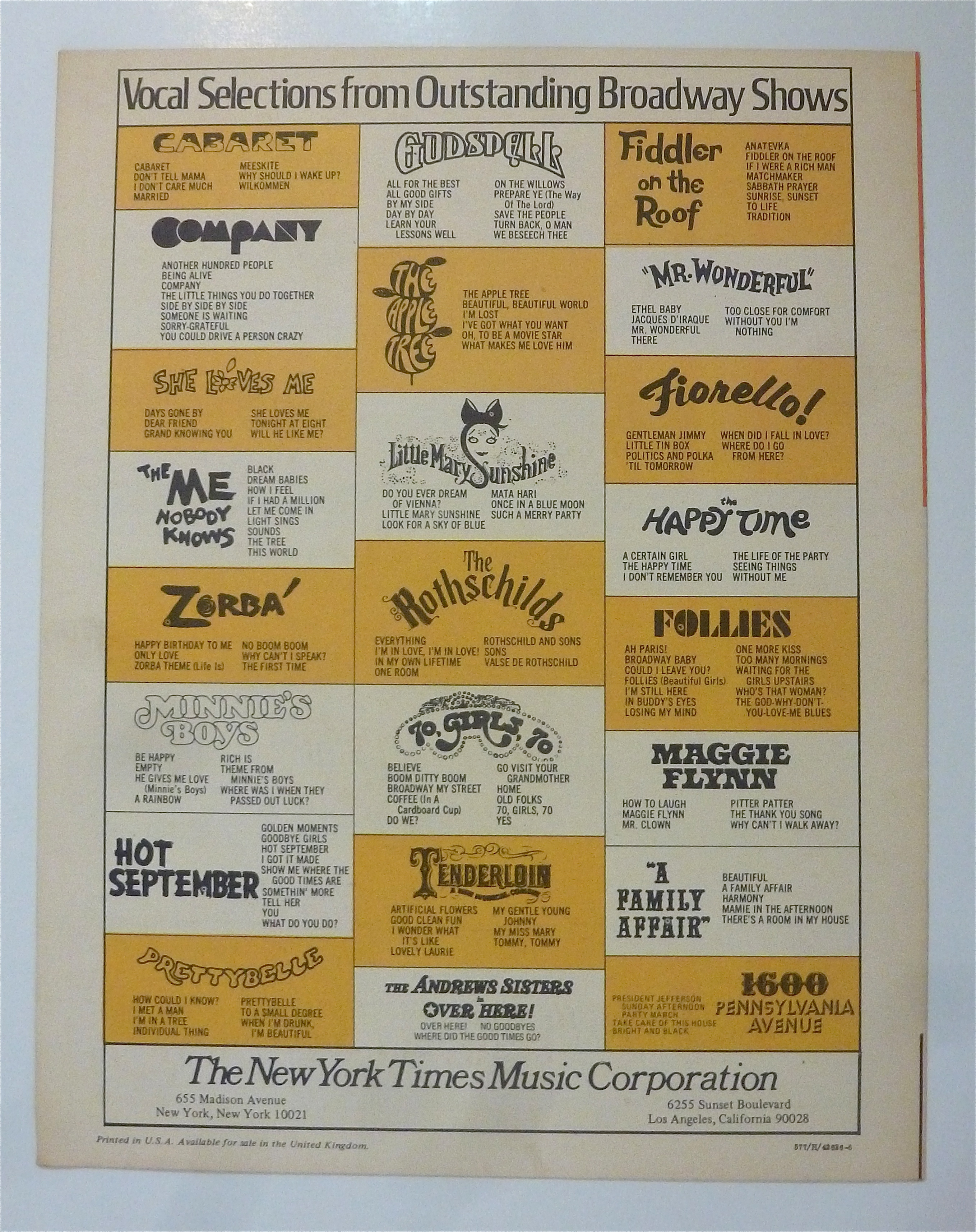 Sheet Music For 1964 Sunrise, Sunset