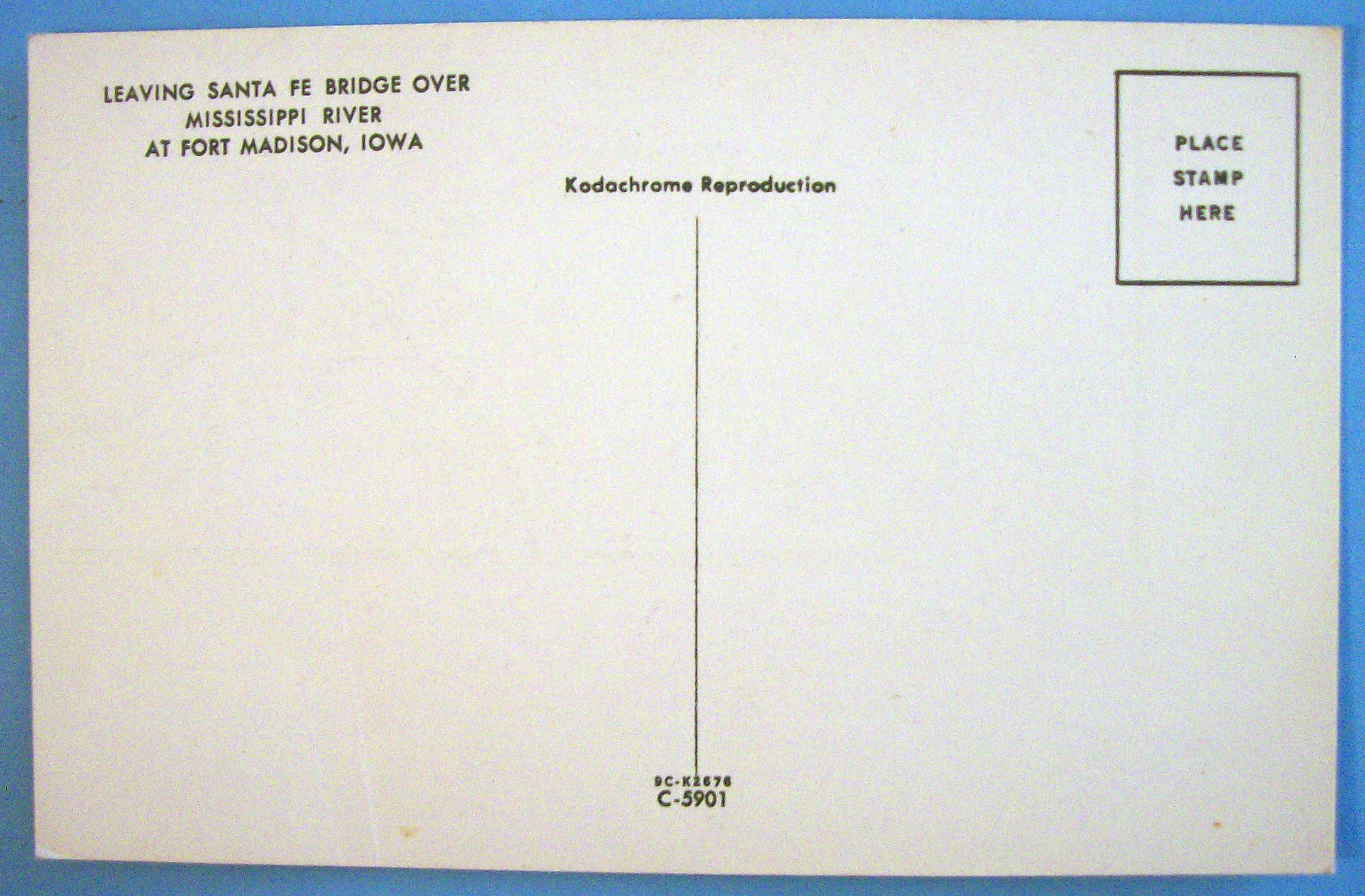 Santa Fe Bridge Over Mississippi River Postcard (Iowa)