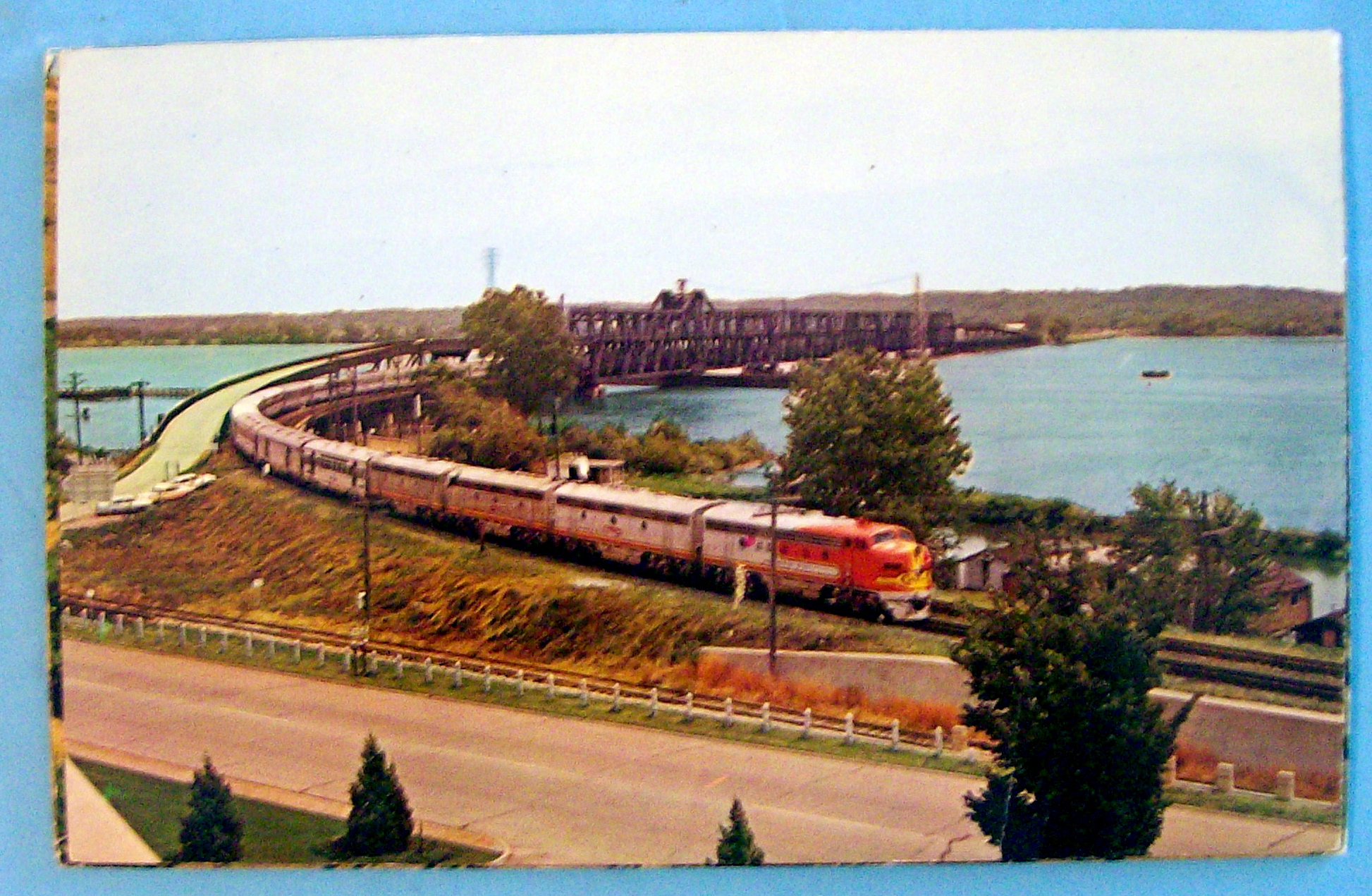 Santa Fe Bridge Over Mississippi River Postcard (Iowa)